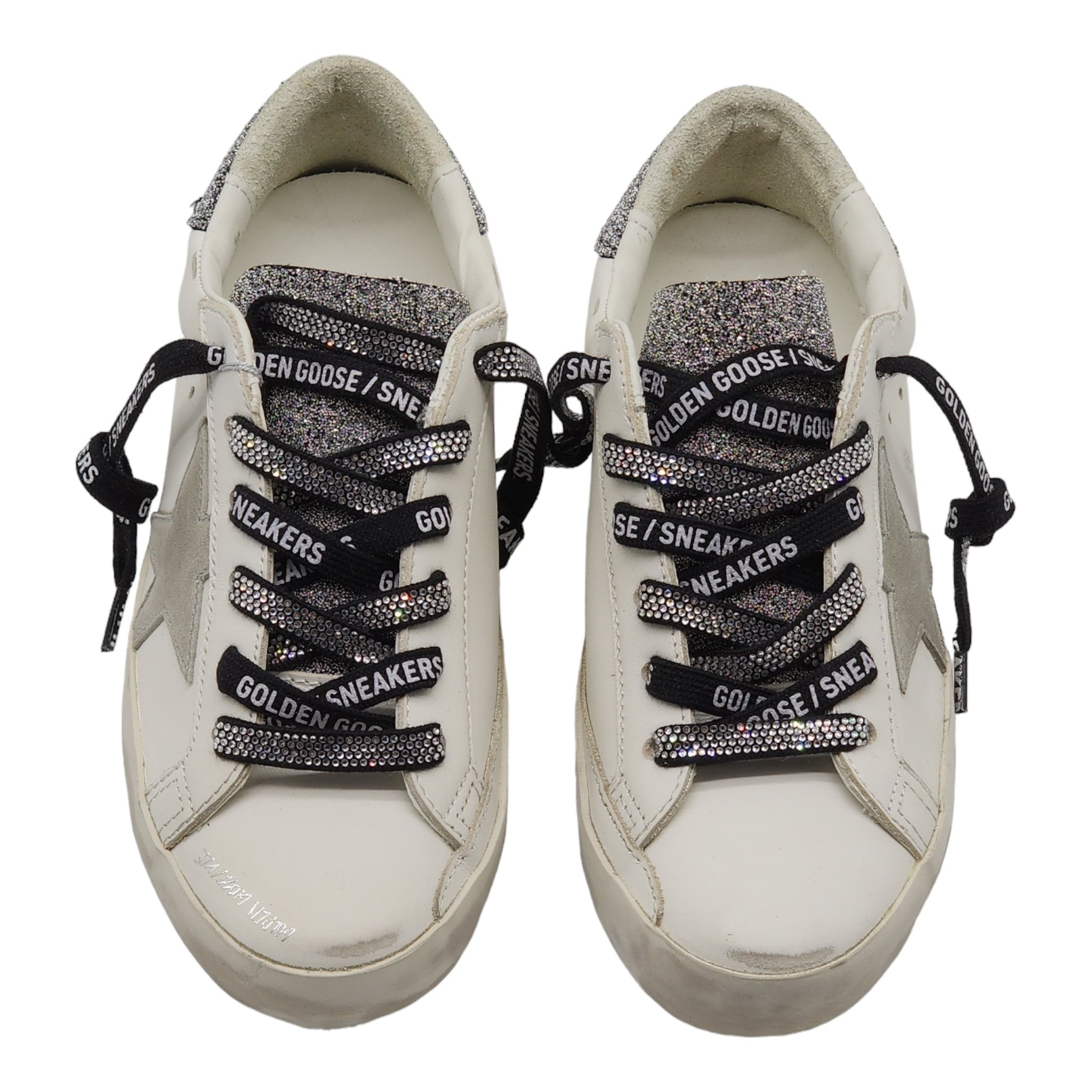 Golden Goose Super Star Classic Leather Sneakers with Swarovski Crystals - 4
