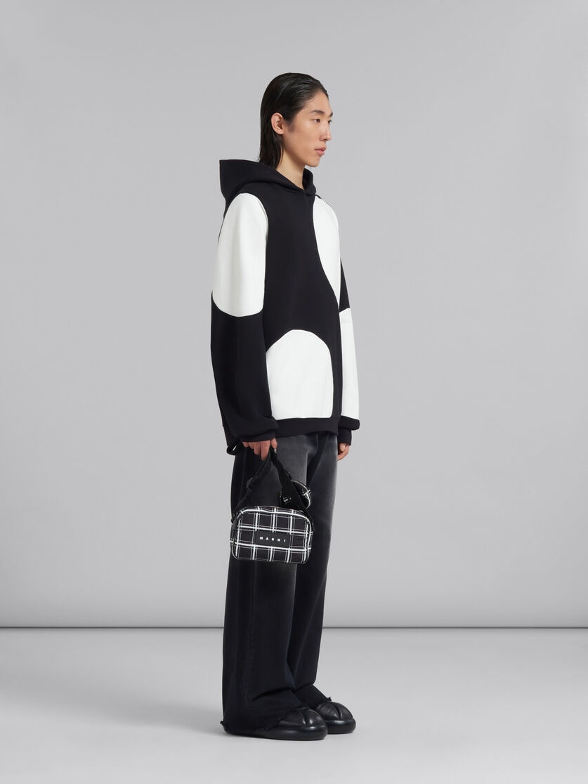 BLACK BIO COTTON HOODIE WITH MAXI POLKA DOTS - 5