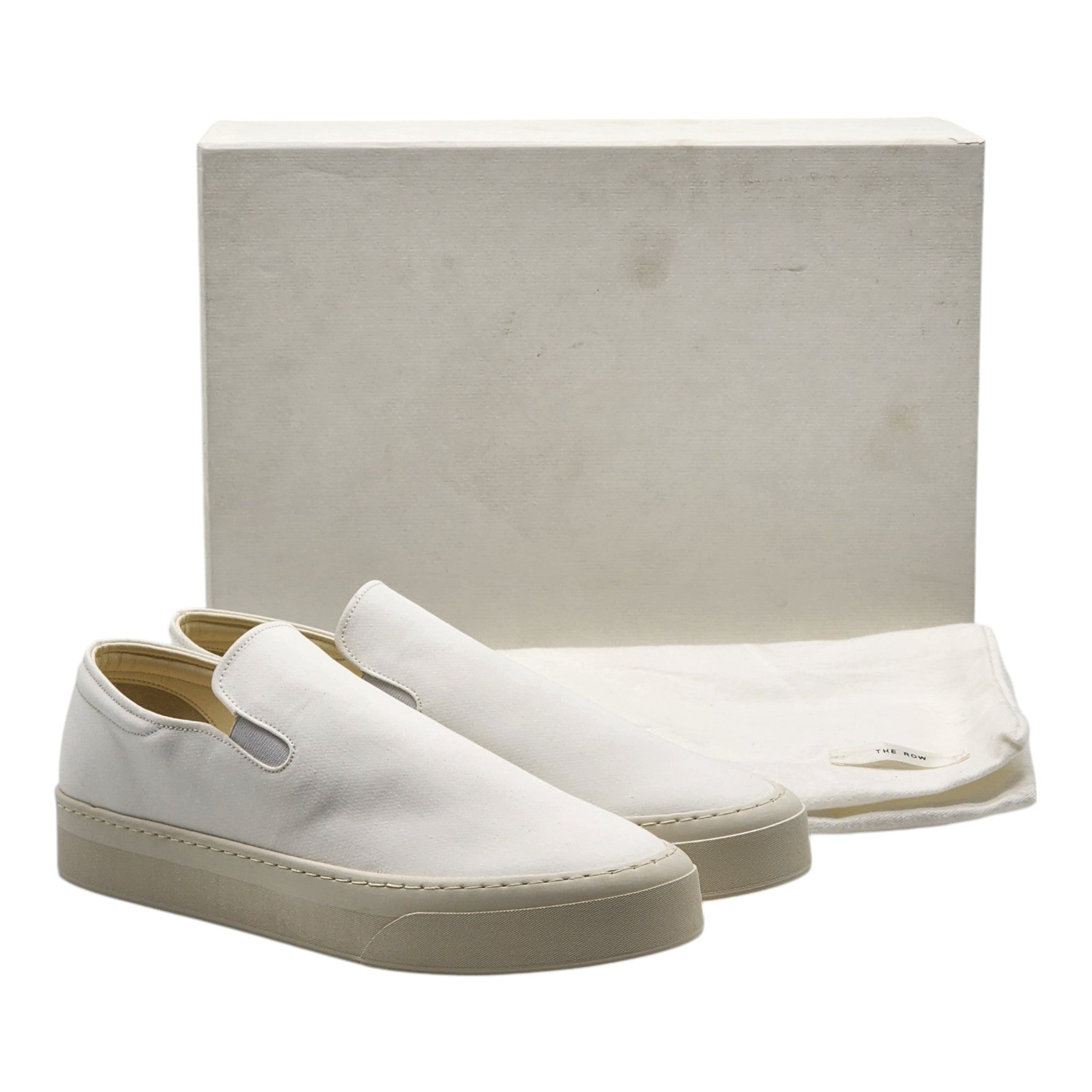 The Row Marie H Slip-On Sneakers - Canvas - White 37.5 - 10