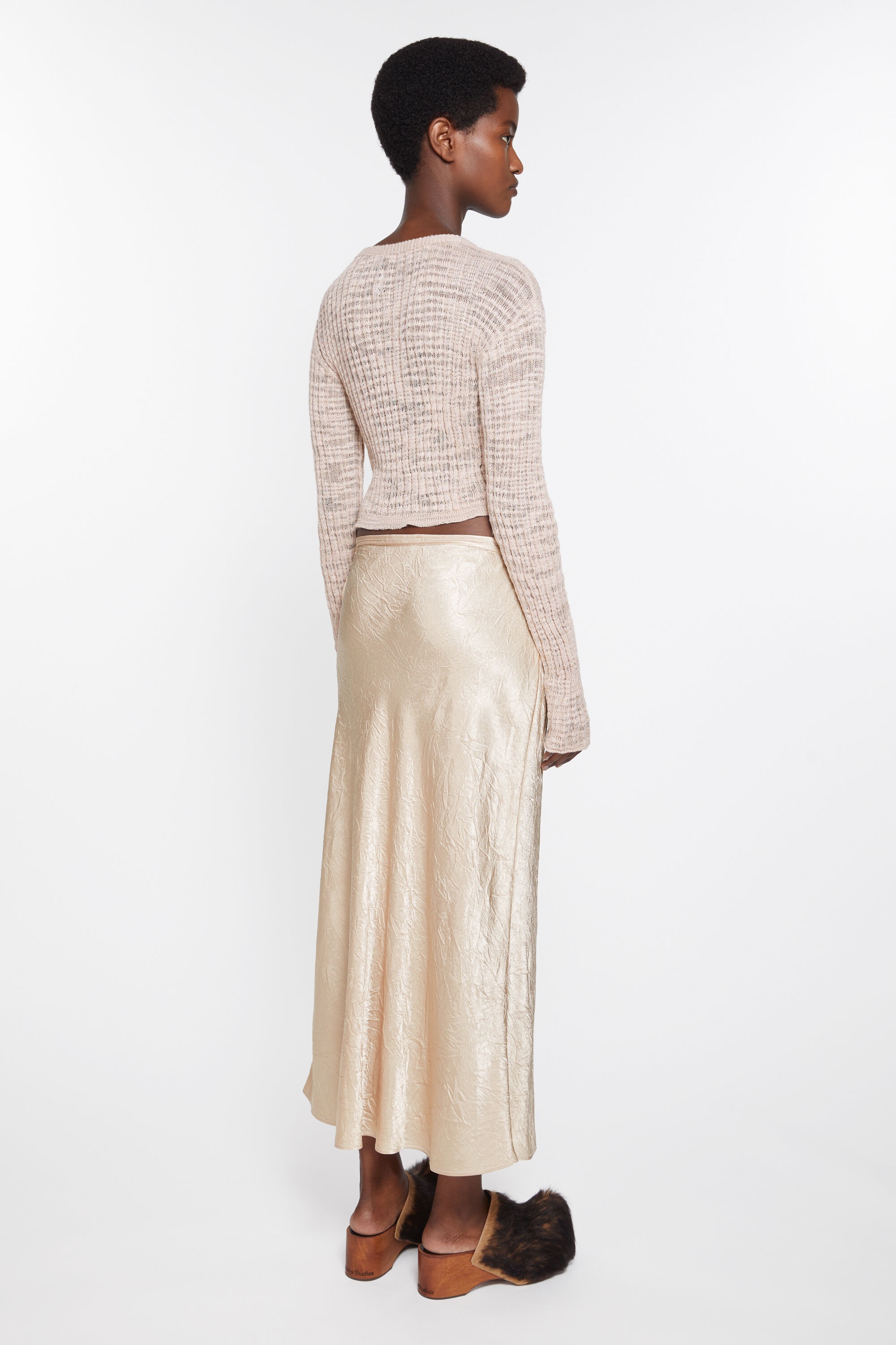 Satin wrap skirt - Shell beige - 3