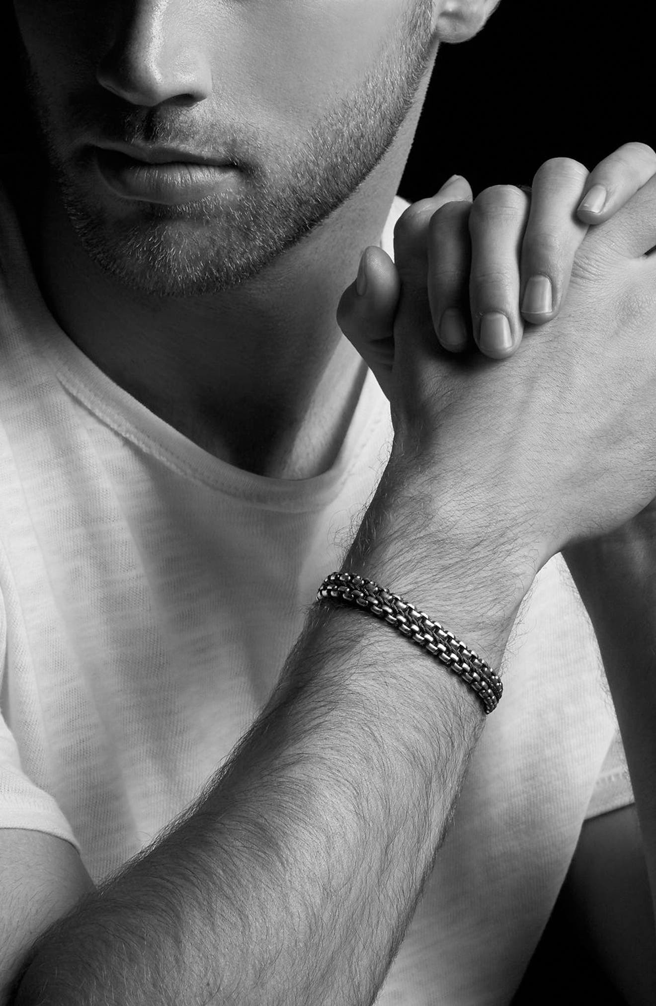 David Yurman Men's Woven Sterling Silver Box Chain Bracelet, 12mm in Silver/Blue at Nordstrom - 2