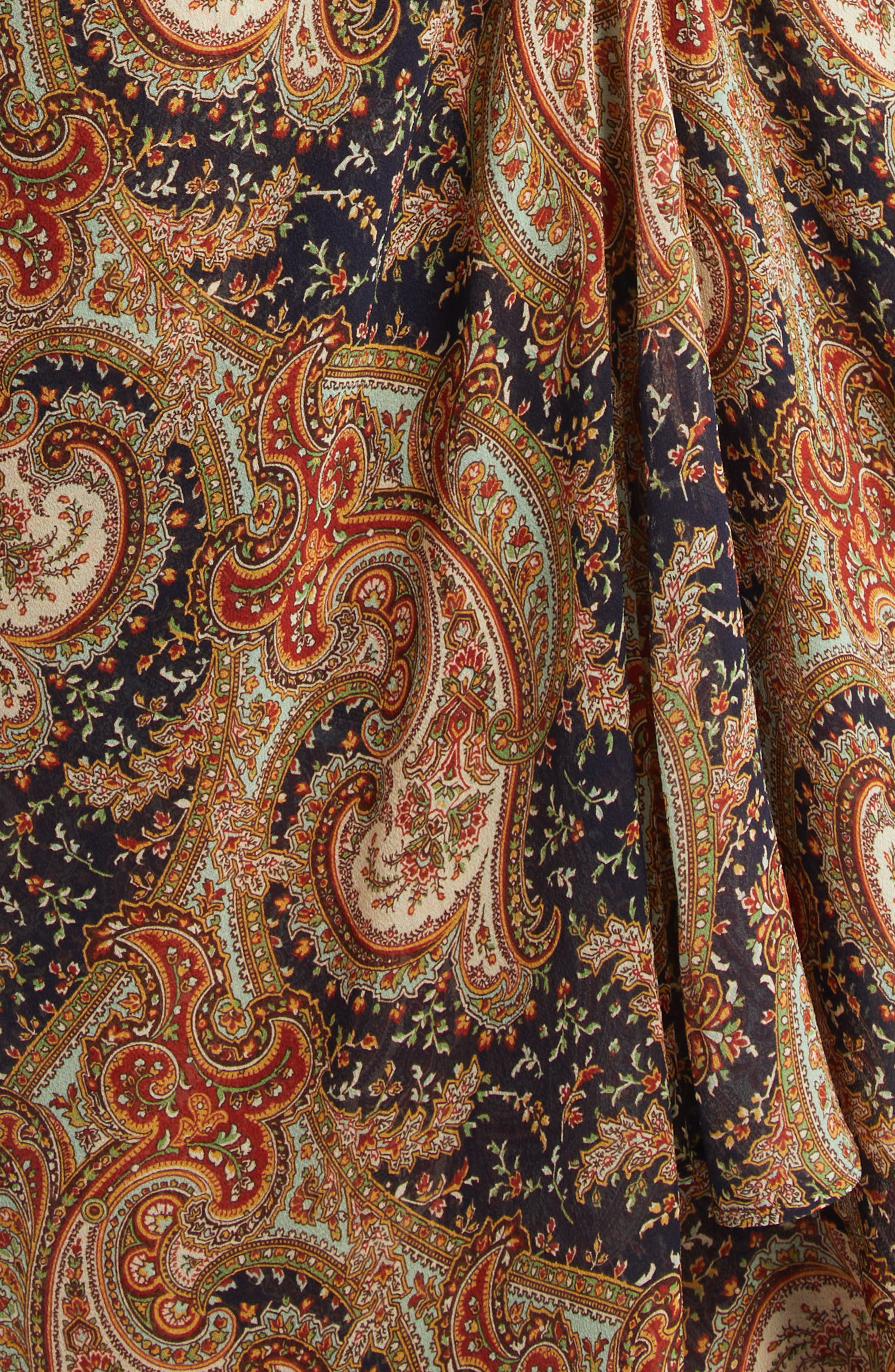 Veronica Beard Sira Paisley Print Ruffle Silk High-Low Skirt in Navy/Rust Multi at Nordstrom - 6