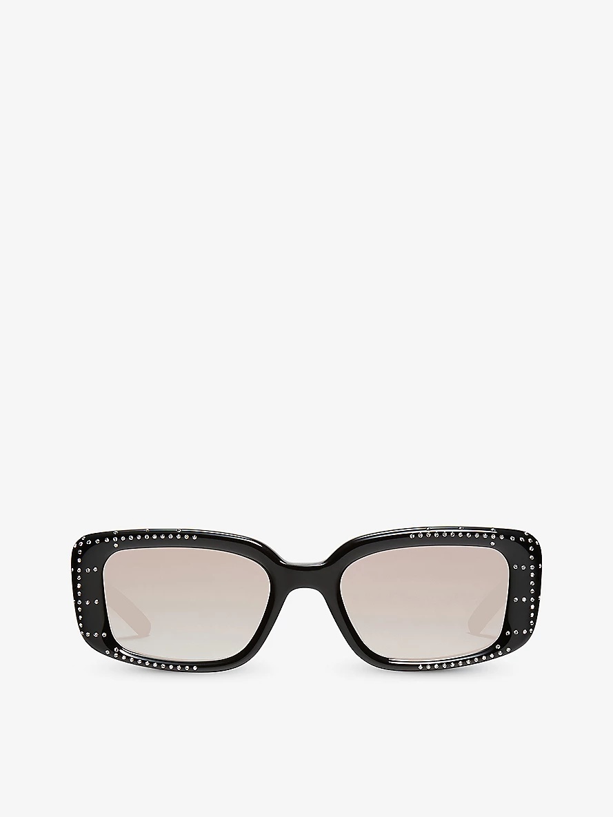 Antena.C 01 crystal-embellished rectangle-frame acetate sunglasses