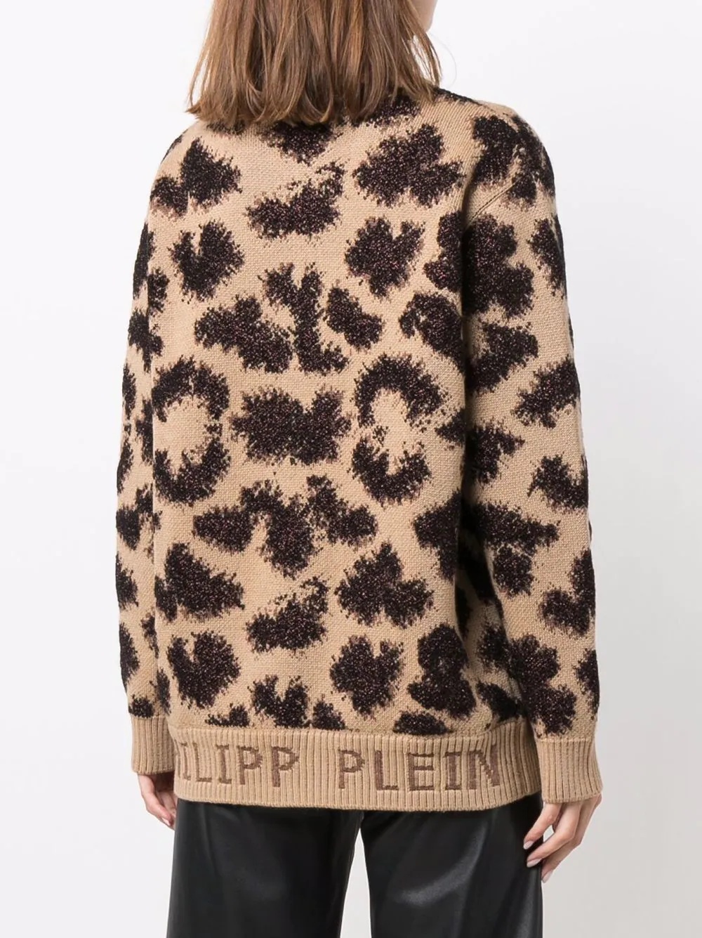 long-sleeved lurex leopard jumper - 4