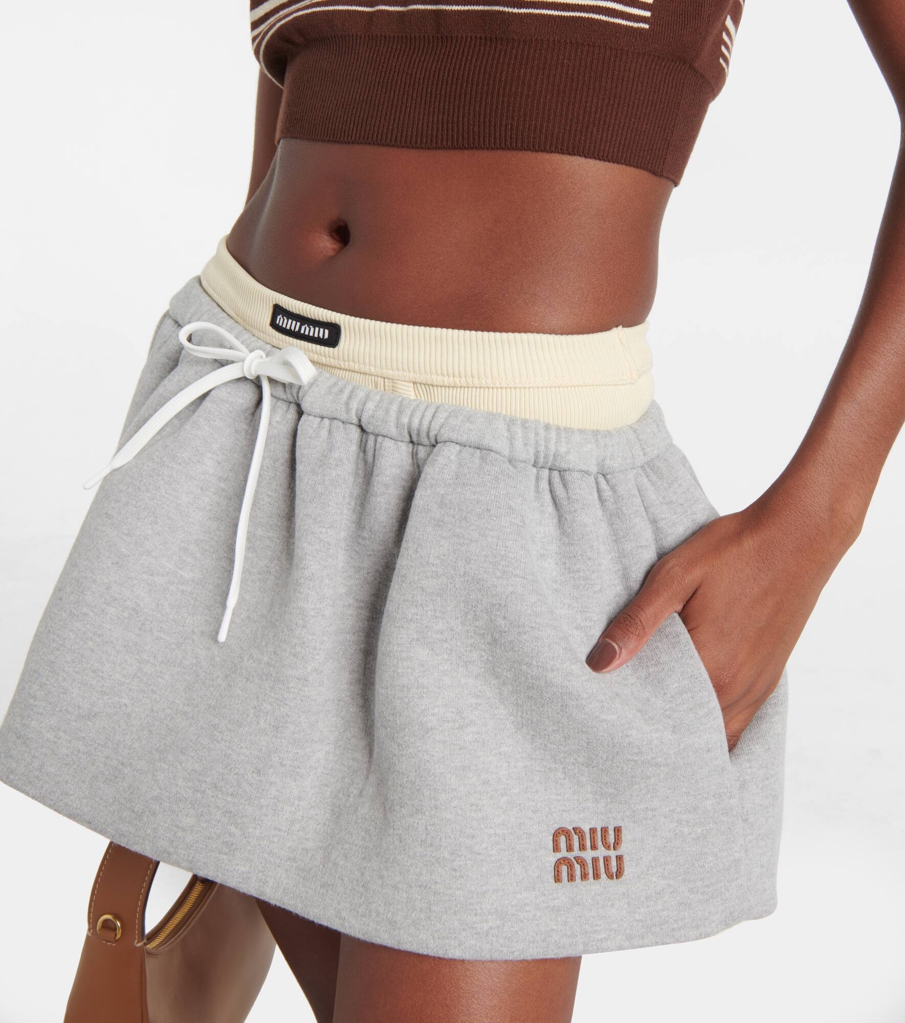 Logo cotton fleece miniskirt - 4