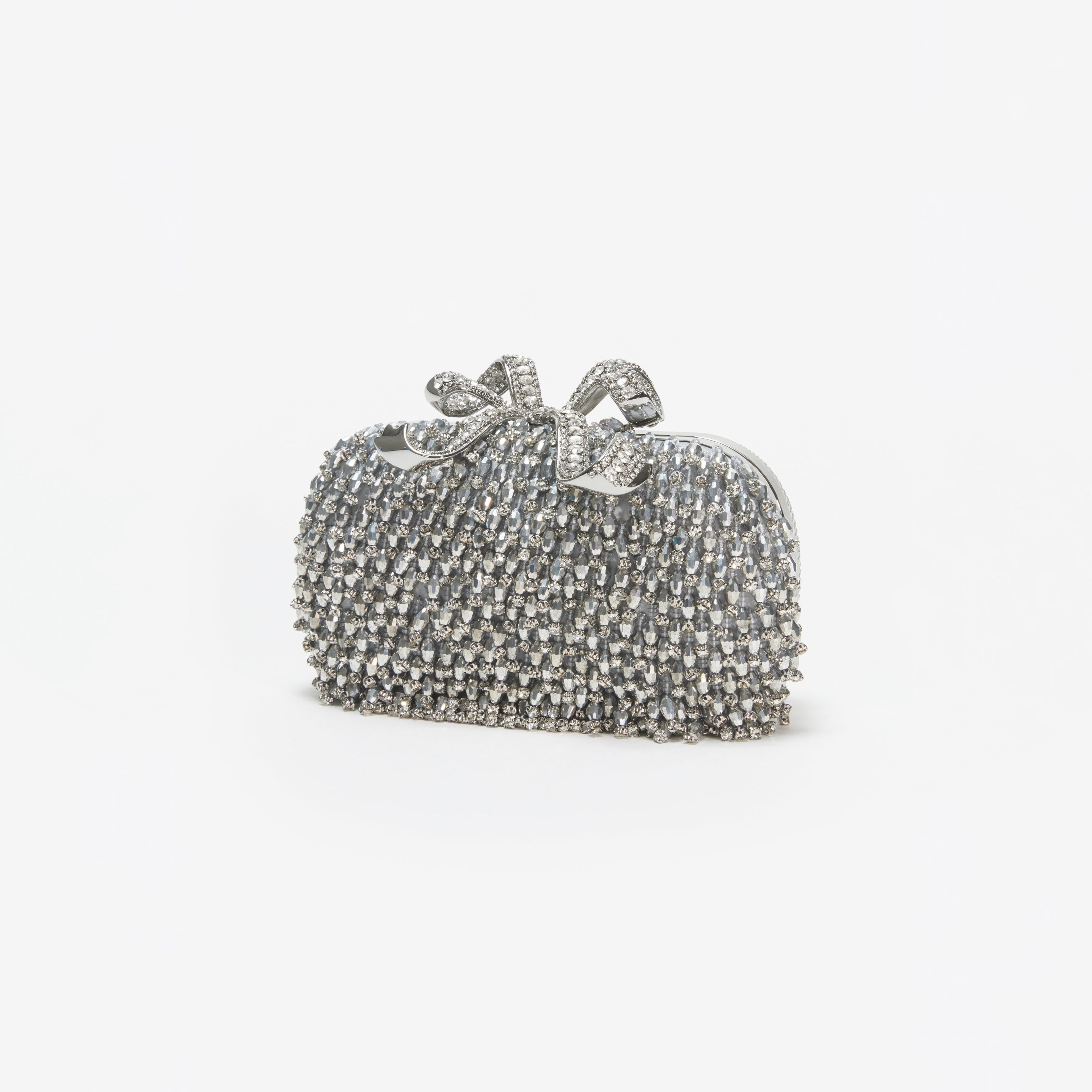 Silver Embellished Bow Clutch - 2