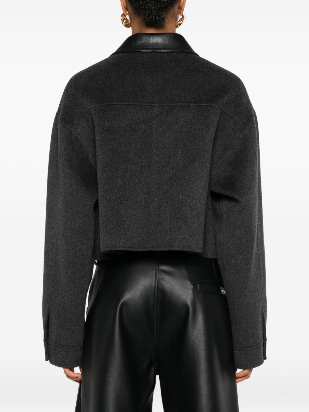 leather-trimmed zip-up jacket - 4