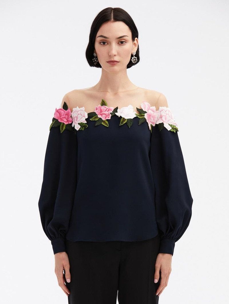 ILLUSION NECK GARDENIA BLOUSE 1
