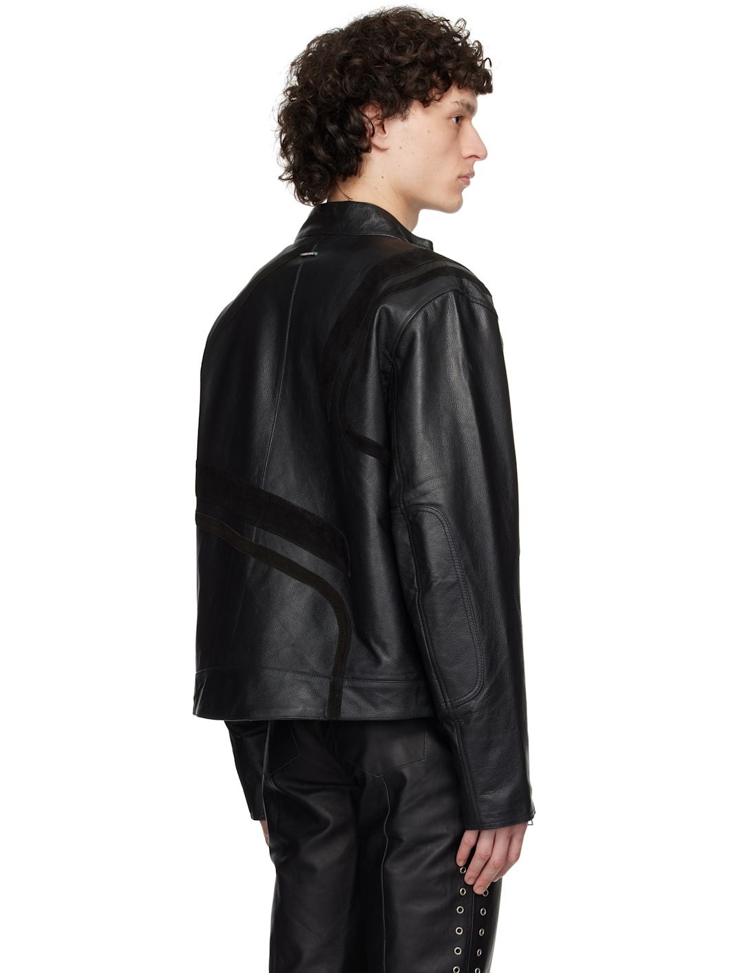 Black Hiro Leather Biker Jacket - 3