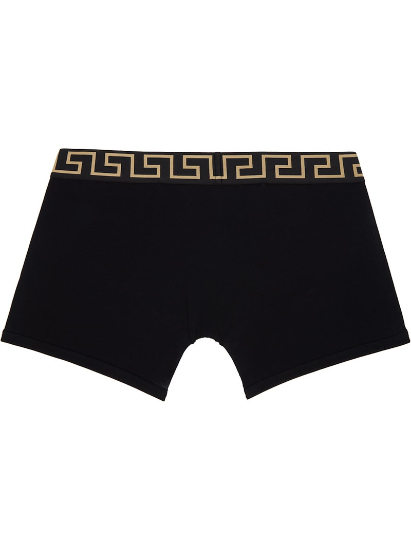 VERSACE Two-Pack Black Greca Border Long Boxer Briefs outlook