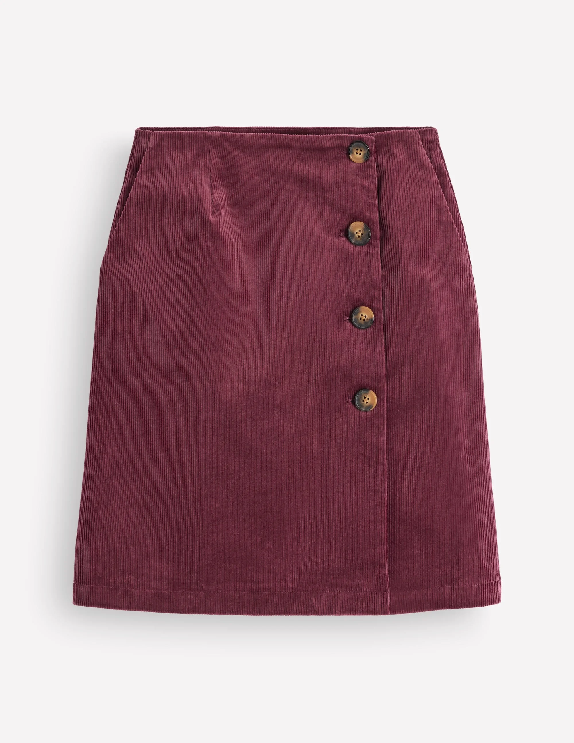 Evelyn Button Cord Wrap Skirt-Dark Crimson - 1