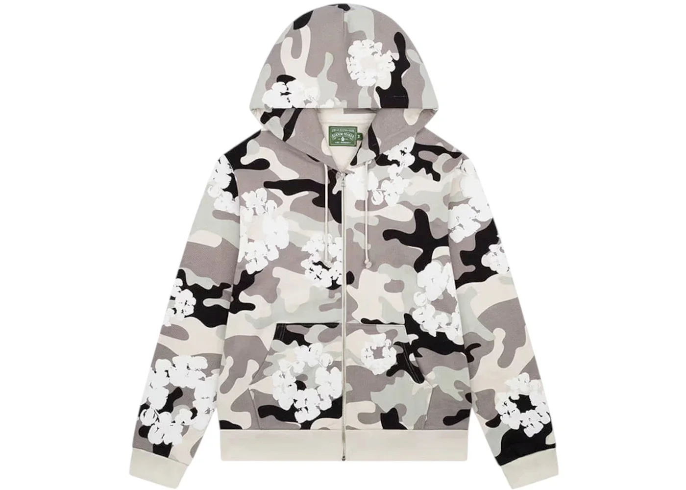 Denim Tears The Cotton Wreath Zip Sweatshirt White Camo - 1