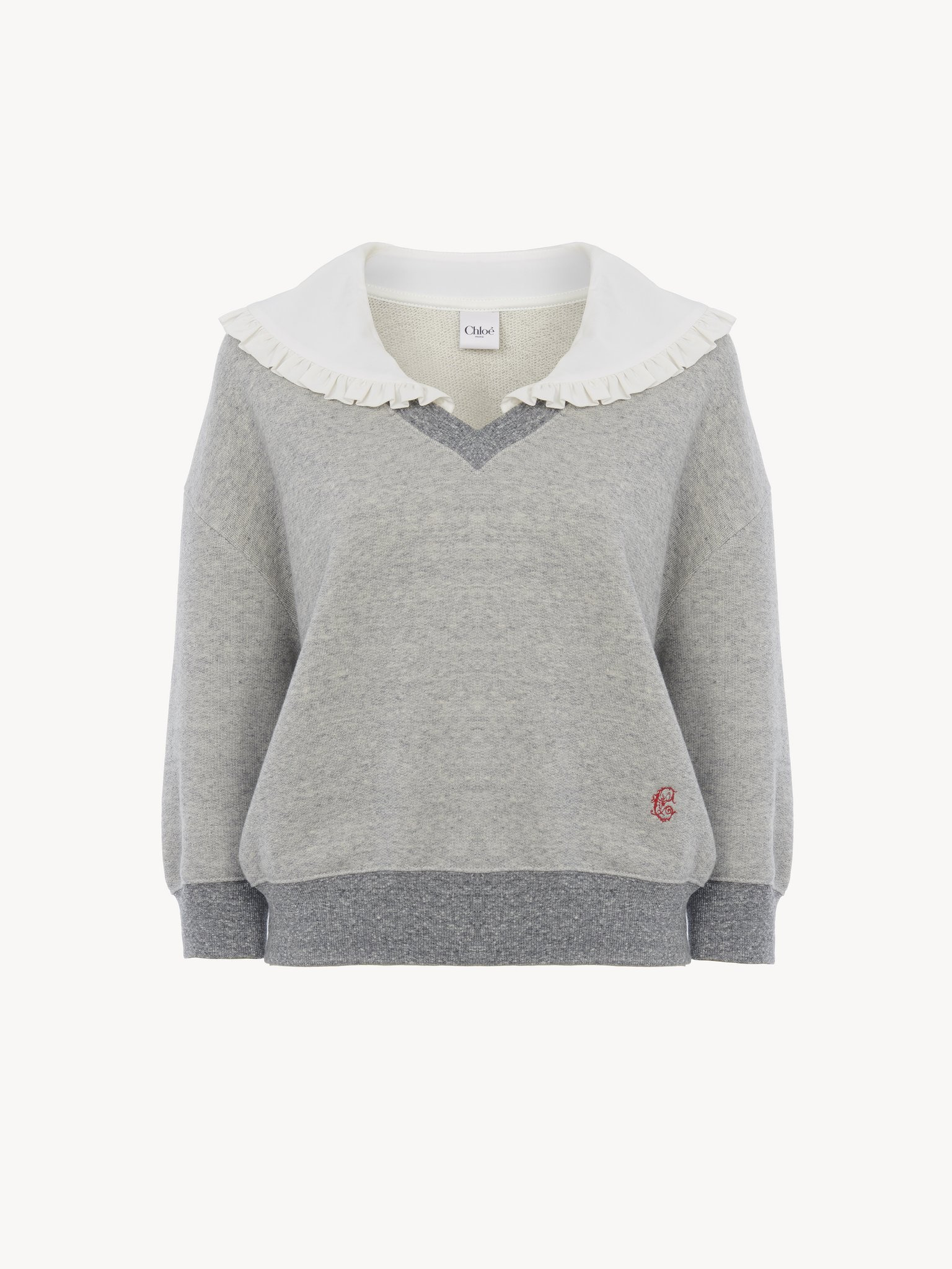 COLLAR SWEATER IN CHINÉ FLEECE - 2
