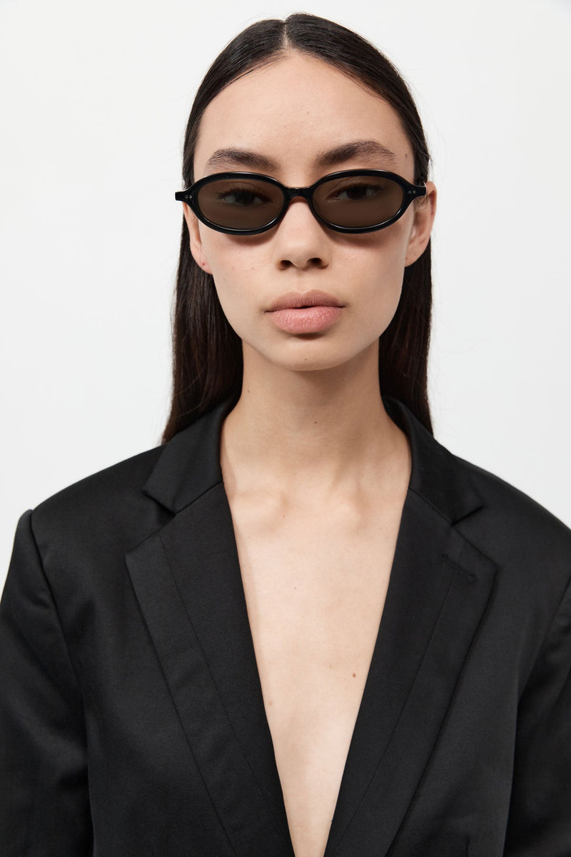 90s Slim Oval Sunglasses - Black 5