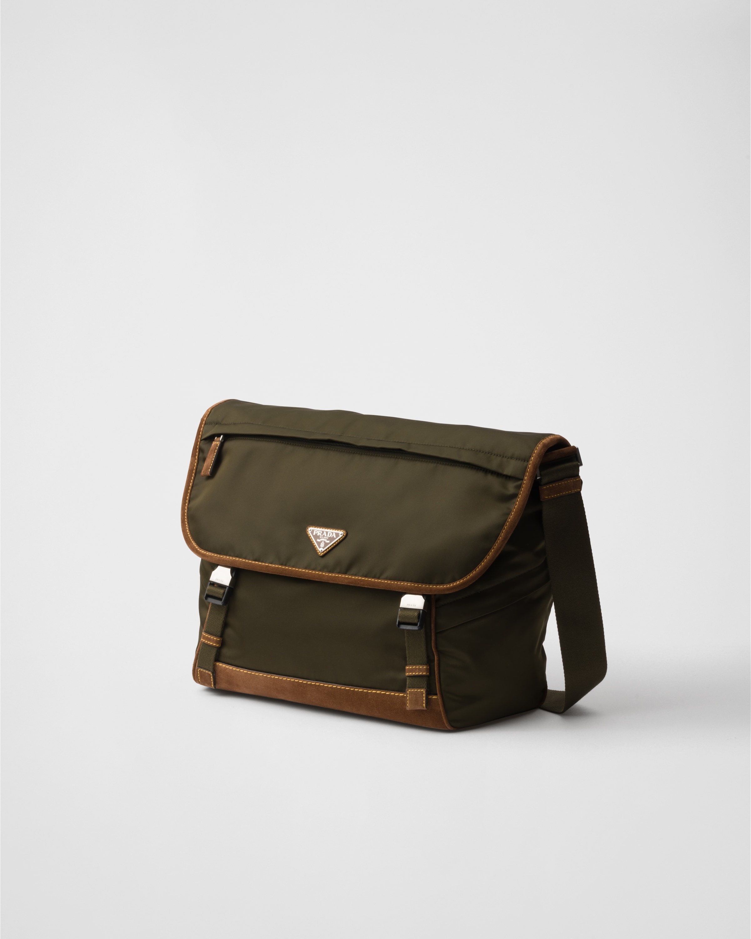 Large Re-Nylon and suede shoulder bag - 3