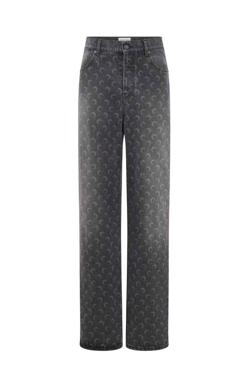 Moon Laser Grey Wash Denim Baggy Jeans 1