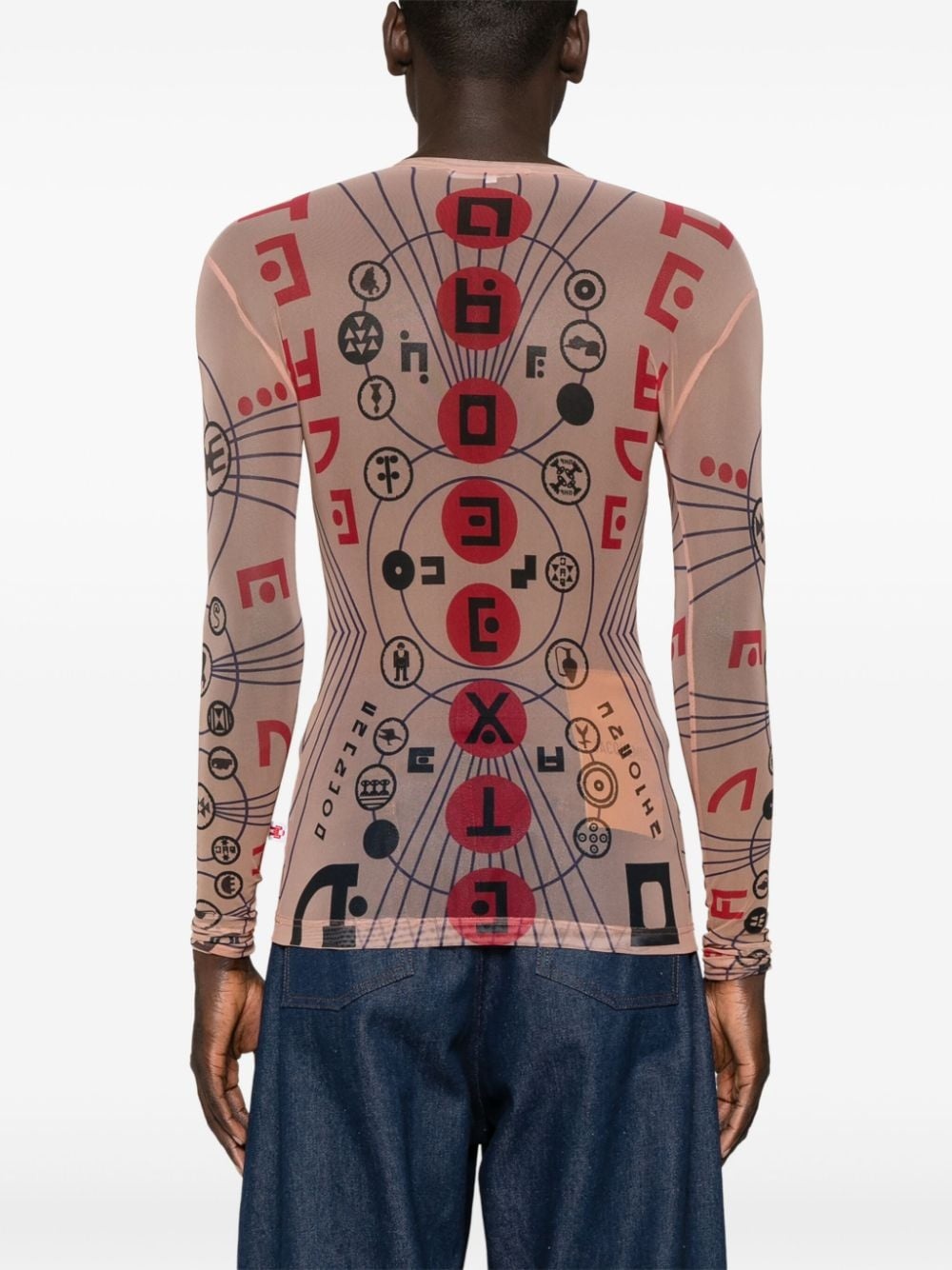 graphic-print mesh top - 4