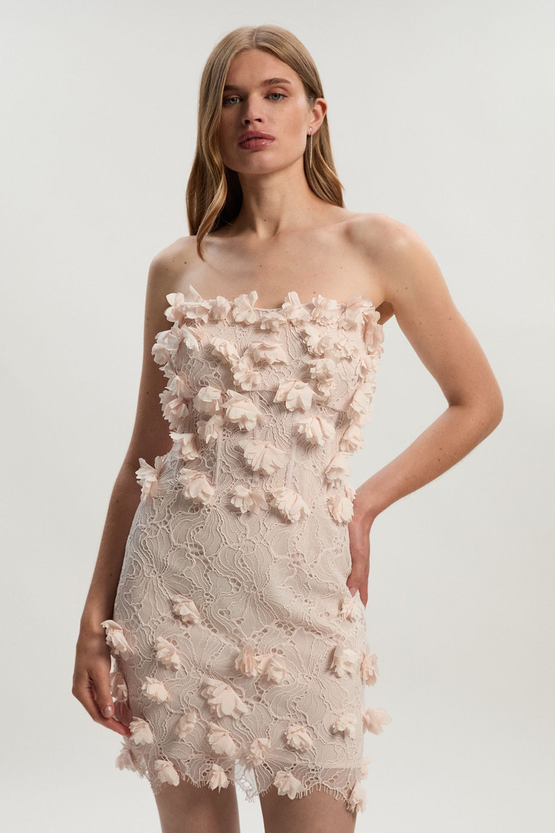 KAREN MILLEN Applique Lace Corset Woven Mini Dress outlook