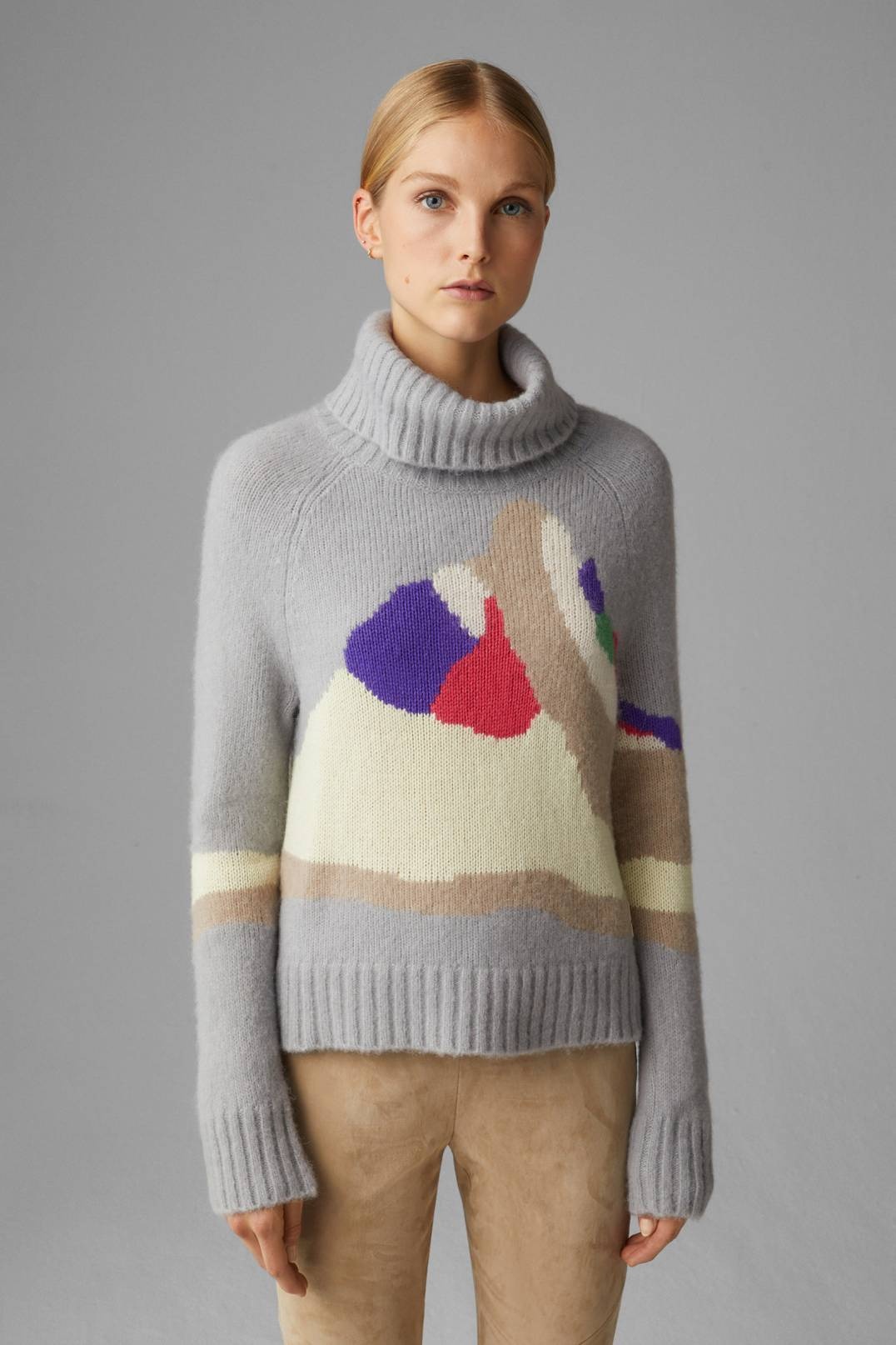 NIEVA TURTLENECK PULLOVER IN LIGHT GREY - 2