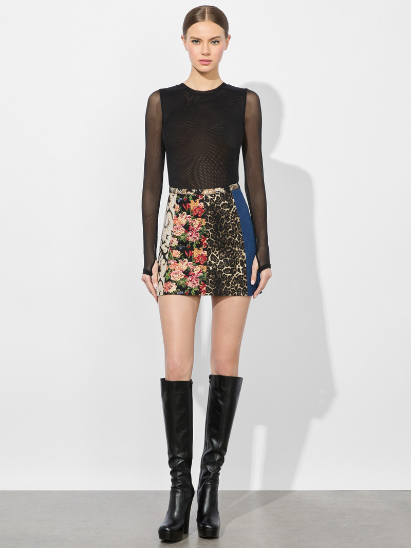 Alice + Olivia RILEY MIXED MEDIA MINI SKIRT outlook