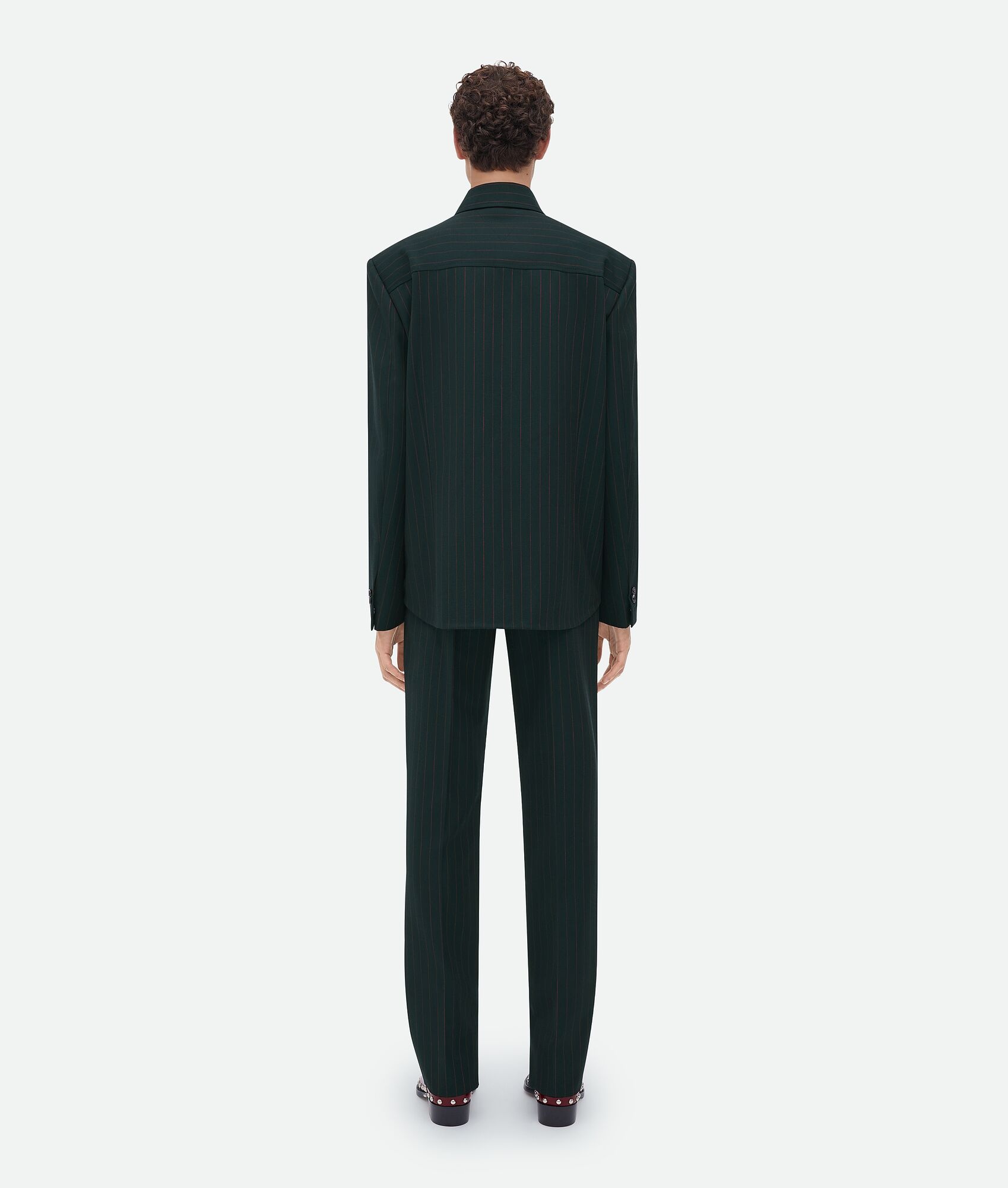 wool pinstripe shirt jacket - 3