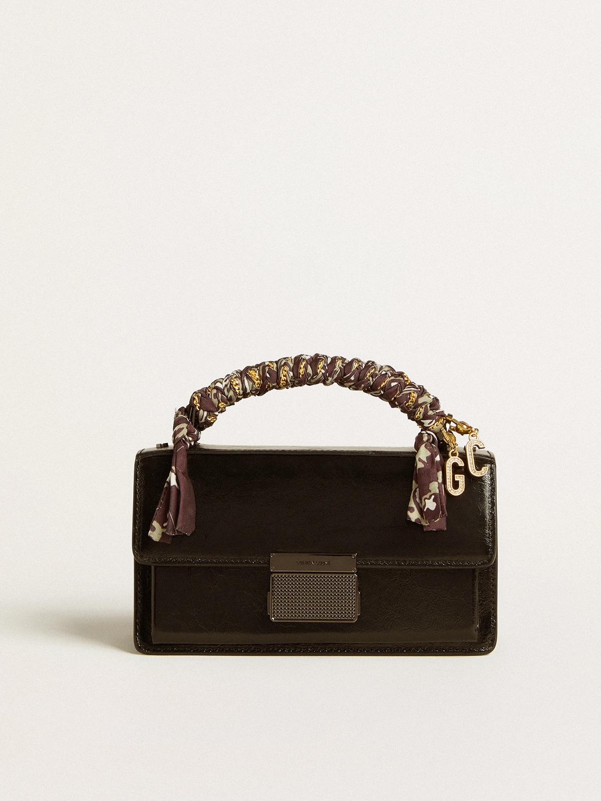 Small Venezia Bag in black metallic leather with black details - 6