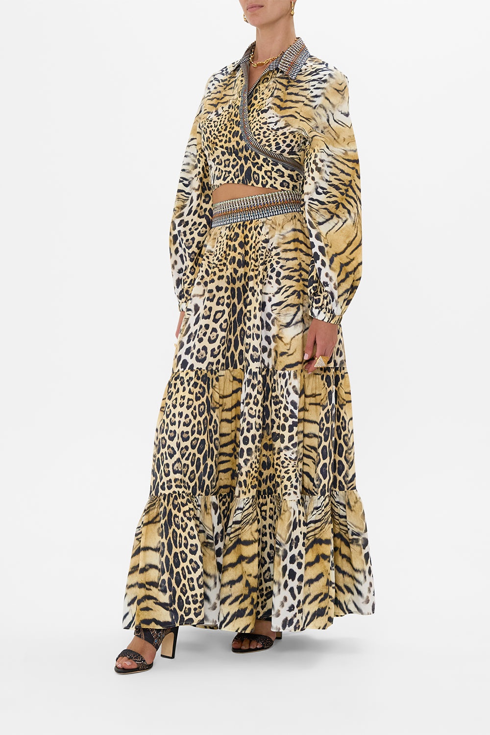 HIGH WAISTED TIERED SKIRT - 4