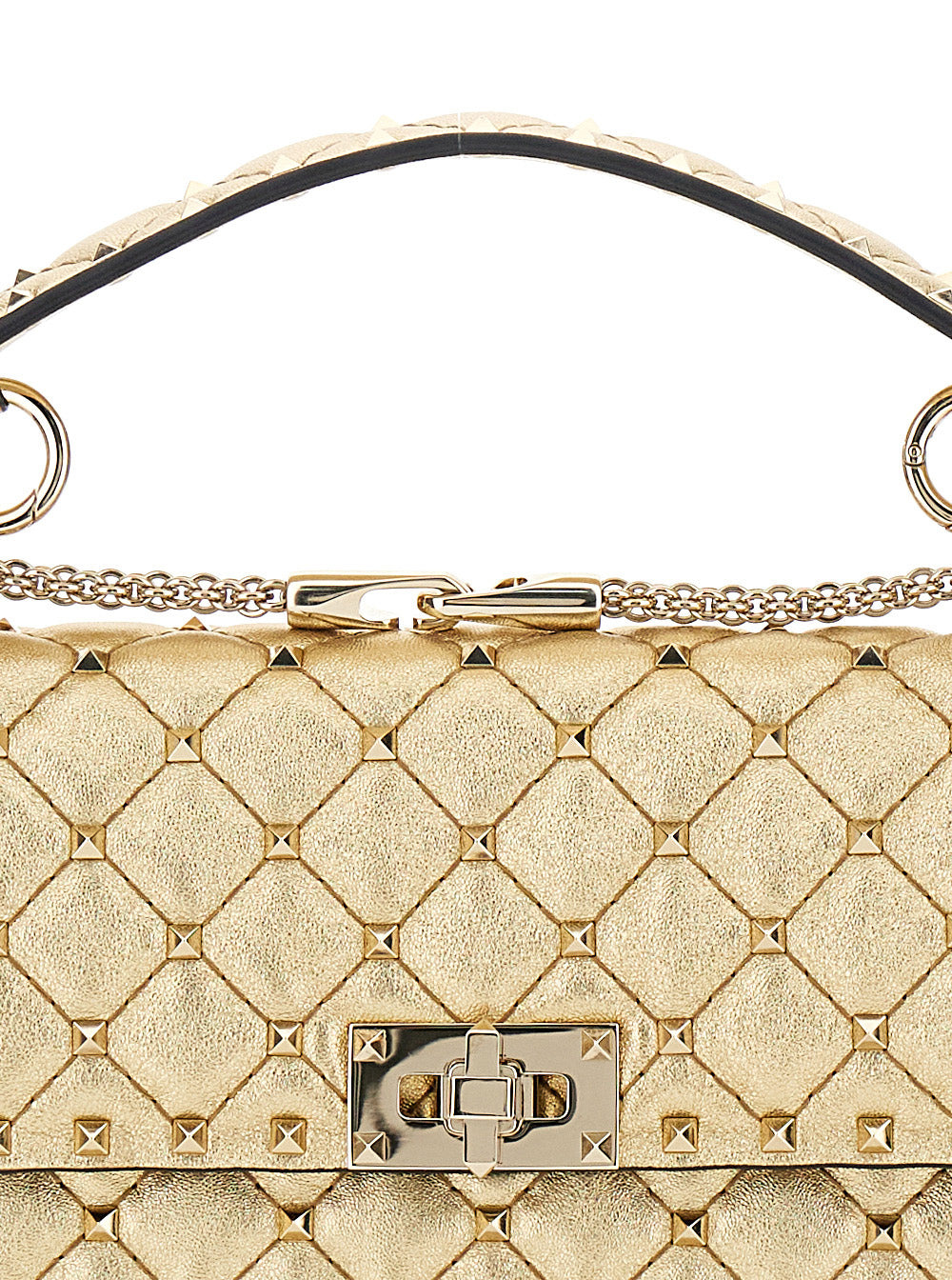 Valentino Garavani Women 'Rockstud Spike' Metallic Medium Crossbody Bag With Chain-Link Shoulder Str - 5