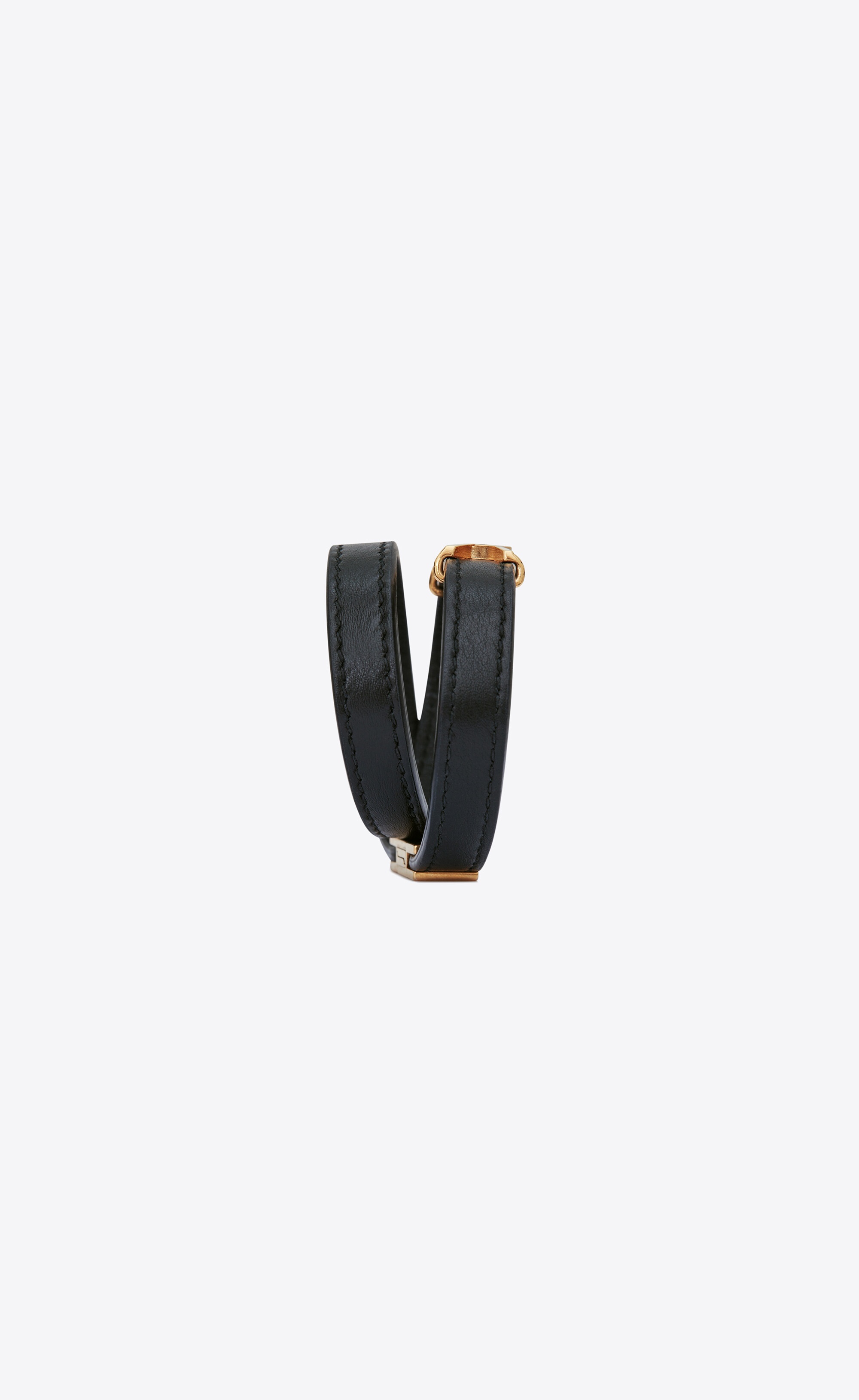 opyum double wrap bracelet in leather and gold-toned metal - 4