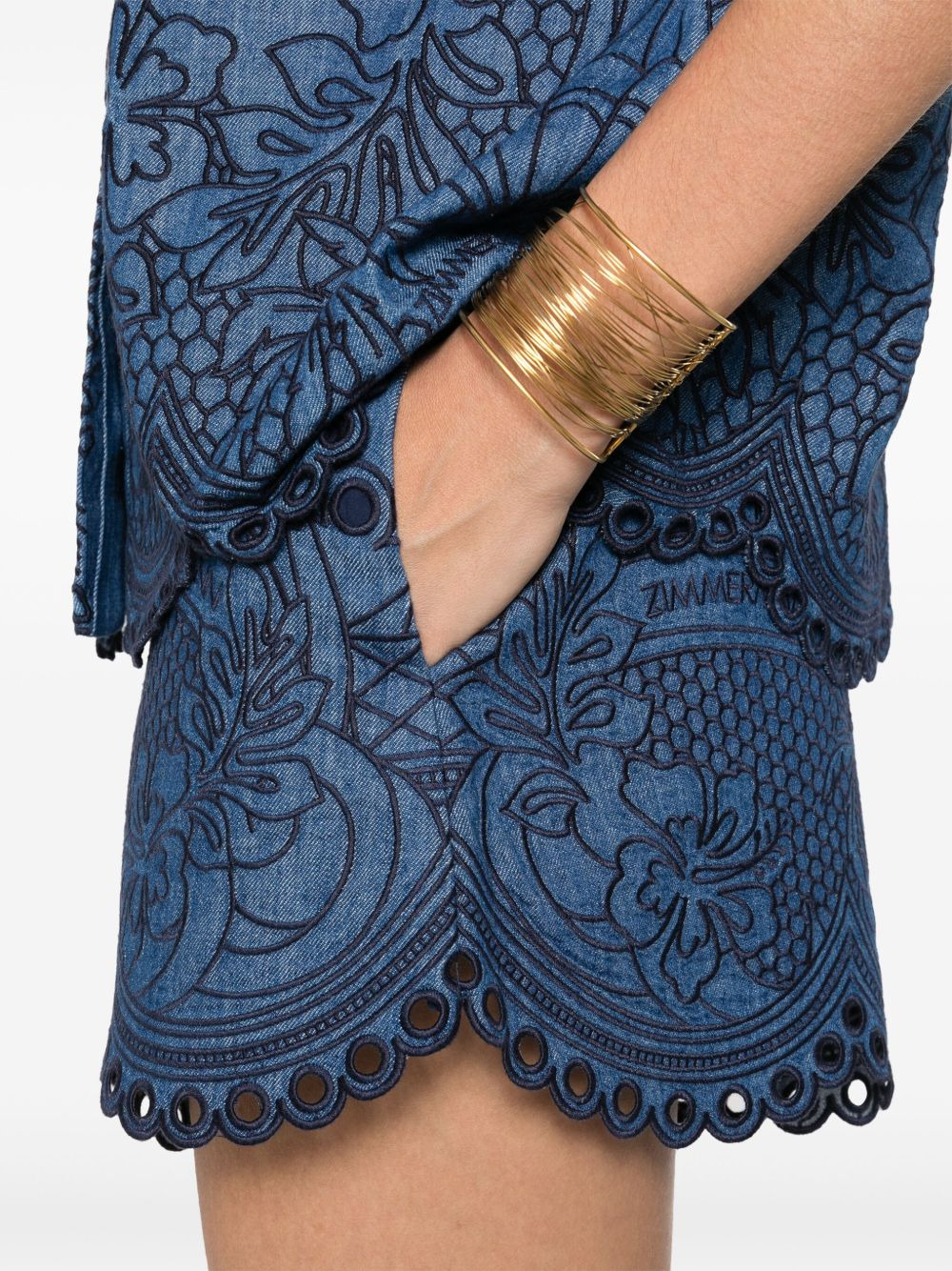 Zimmermann Coco embroidered denim shorts - 5