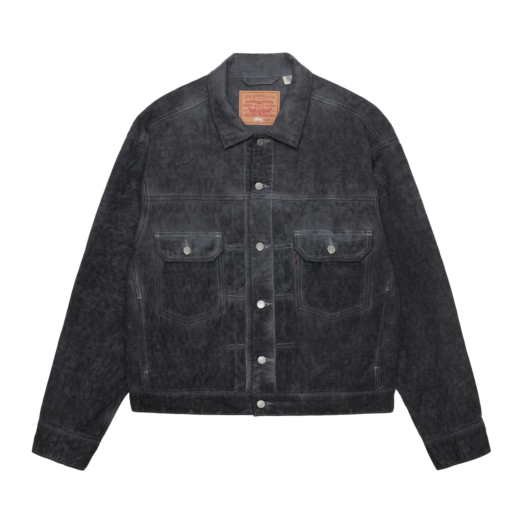 STUSSY LEVI’S JACQUARD トラッカージャケット BLK XL Levi's Levi's x Stussy Dyed Jacquard Trucker Jacket 'Black