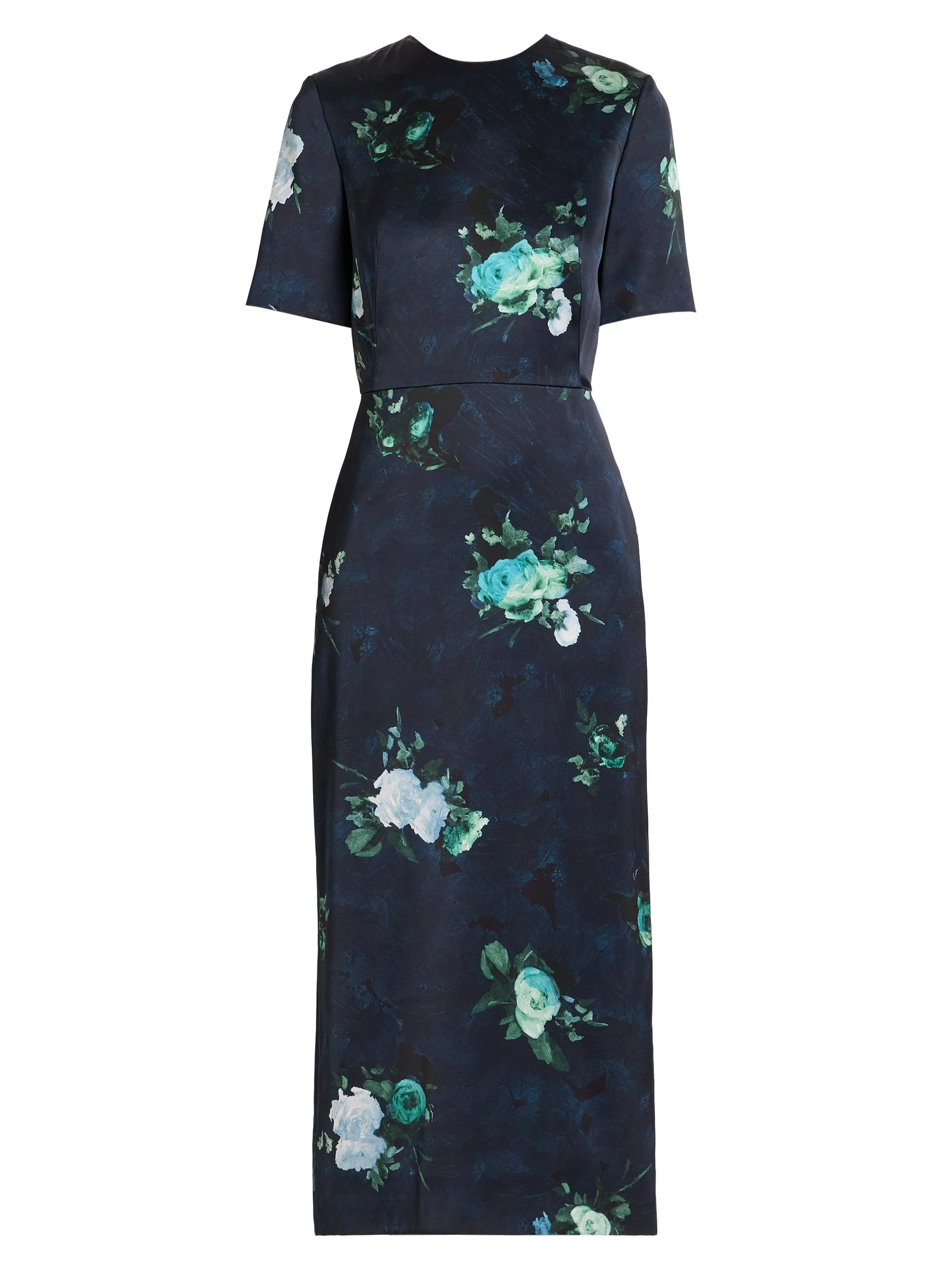 Women's Floral Sheath Midi-Dress - Abstract Rose Navy - 1