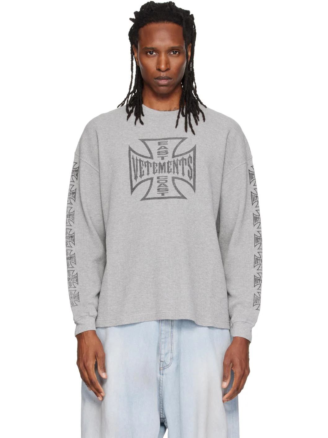 Gray Biker Cross Logo Longsleeve T-shirt - 1
