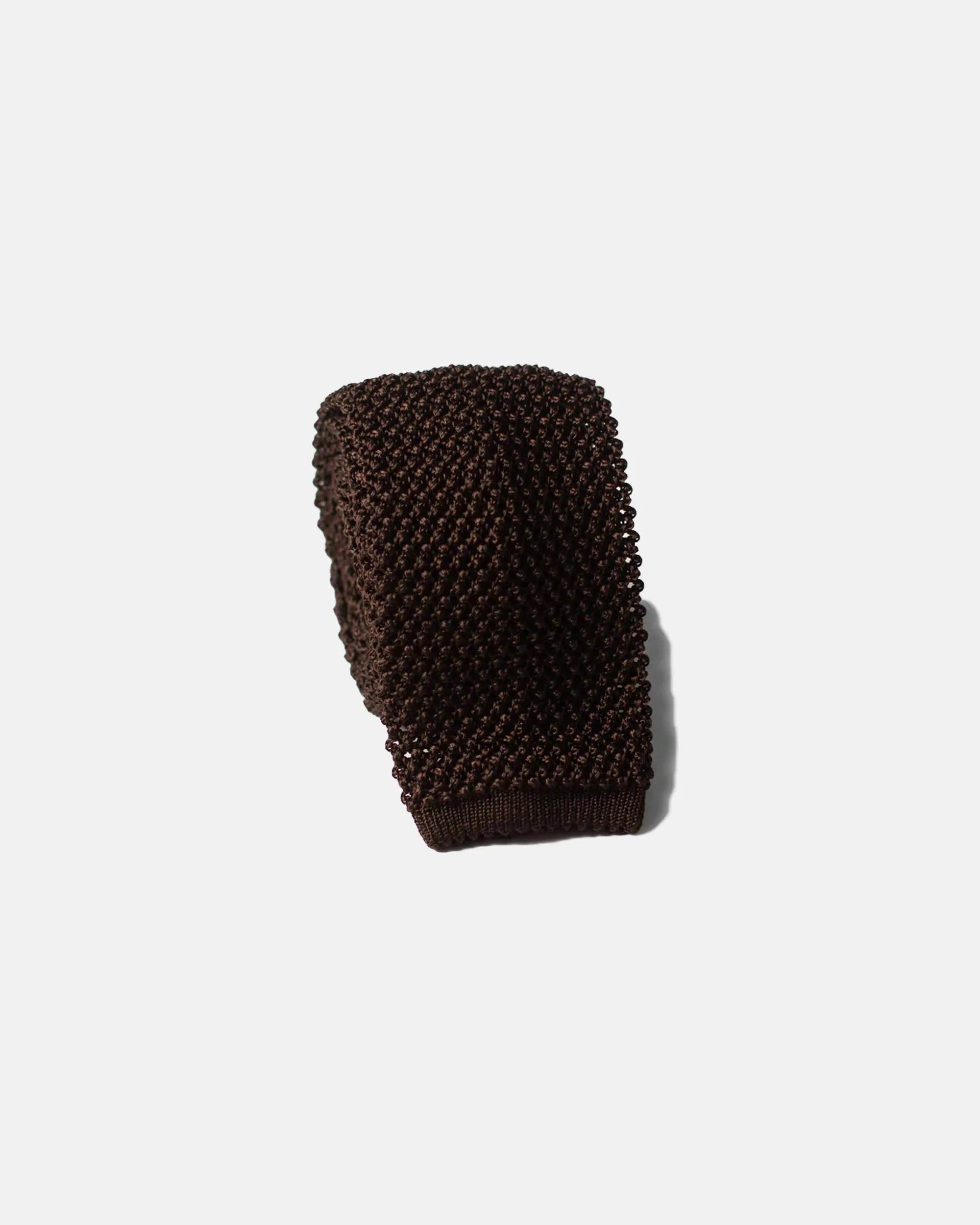 MADE-IN-ITALY BROWN SILK KNIT TIE - 1