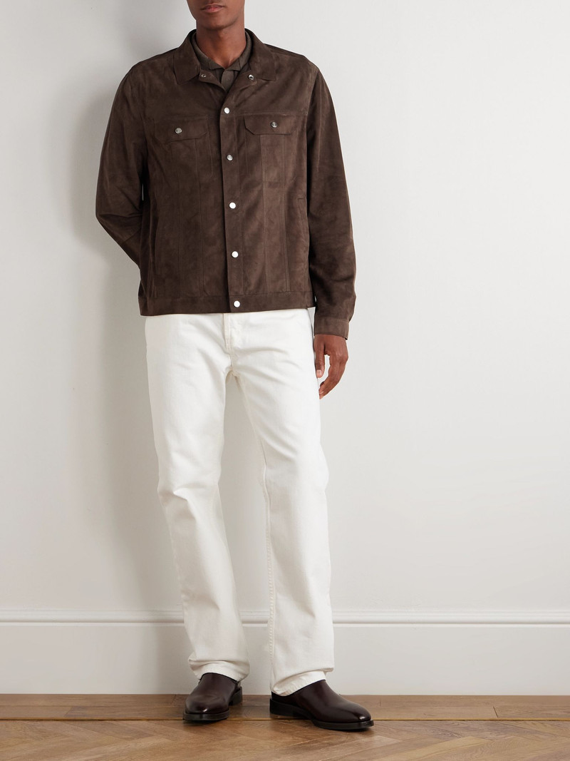 Brunello Cucinelli Suede Trucker Jacket Brown outlook