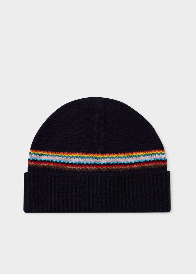 Navy 'Signature Stripe' 블록 Beanie - 1