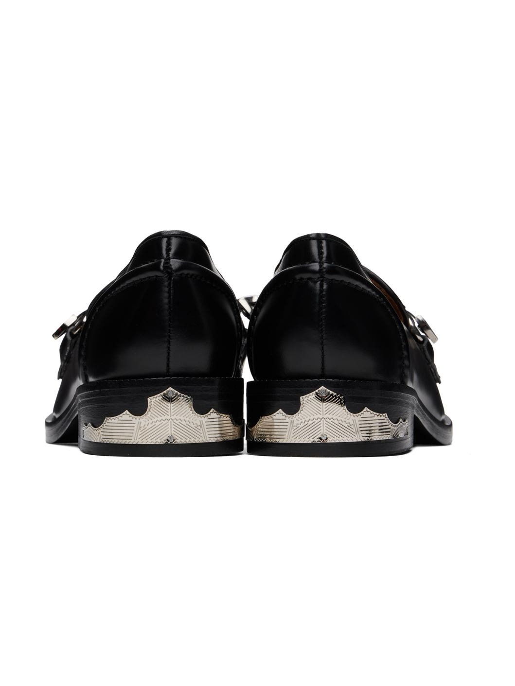 Black Heel Detail Loafers - 2