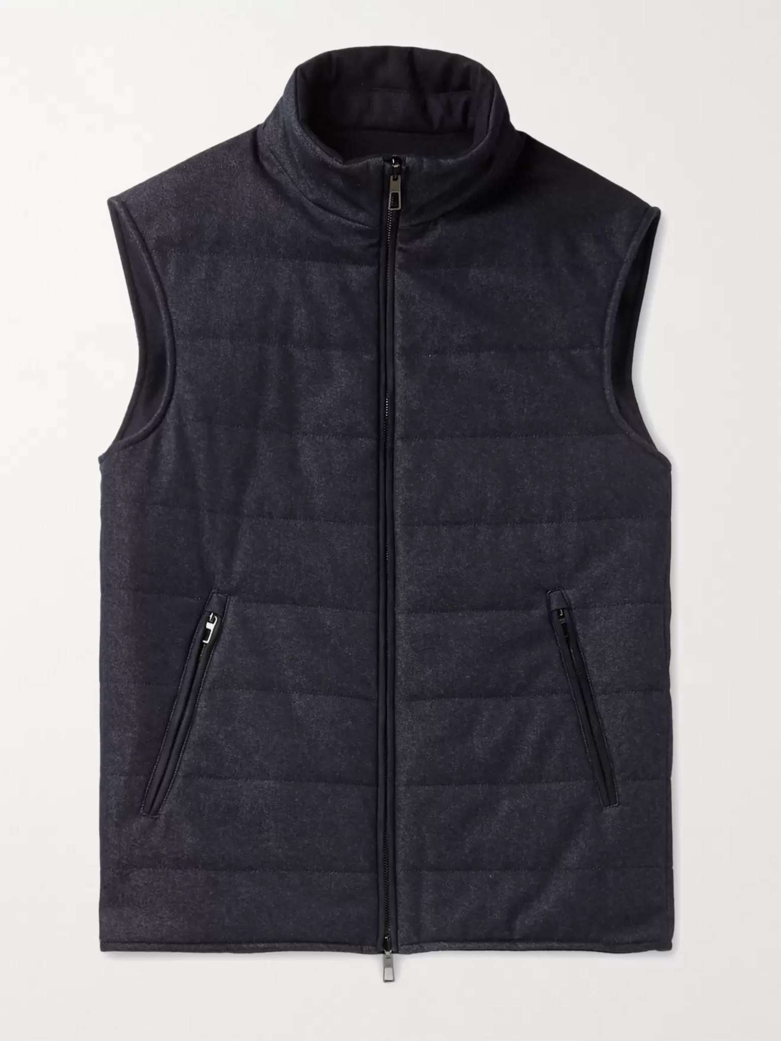 Reversible Storm System Quilted Virgin Wool-Blend Denim and Cashmere Gilet - 1