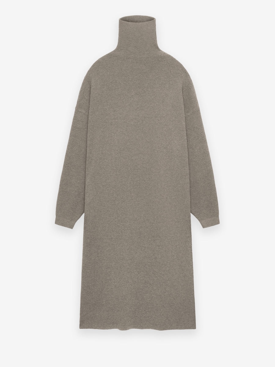 Women's Waffle Knit Turtleneck Dress - 1