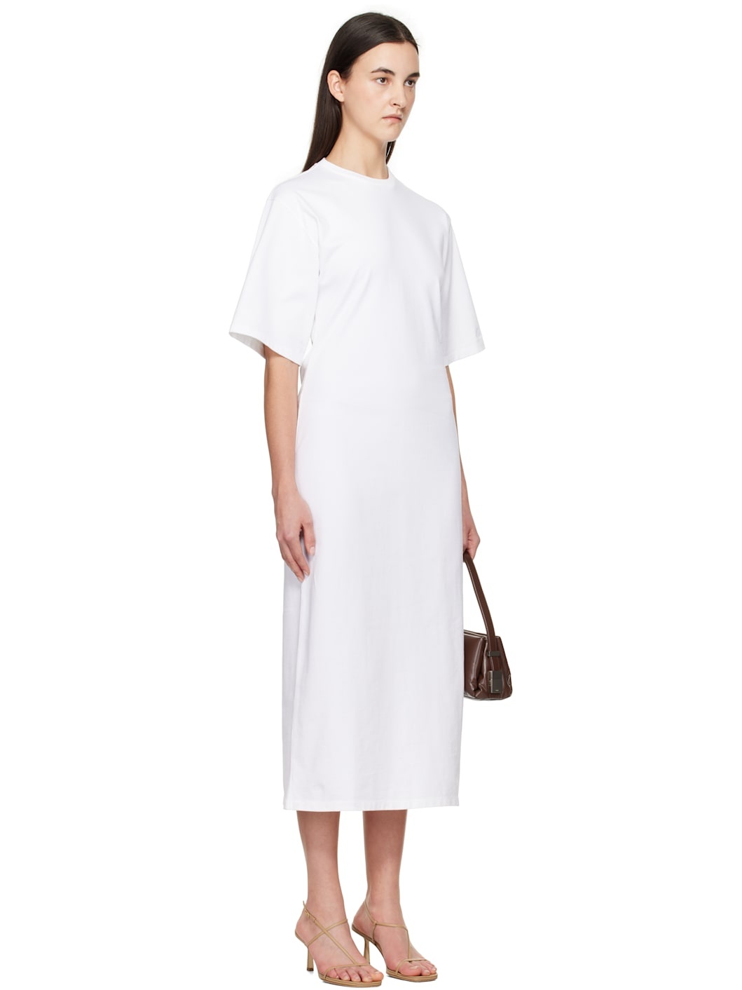 White Jersey Fitted T-shirt Maxi Dress - 2