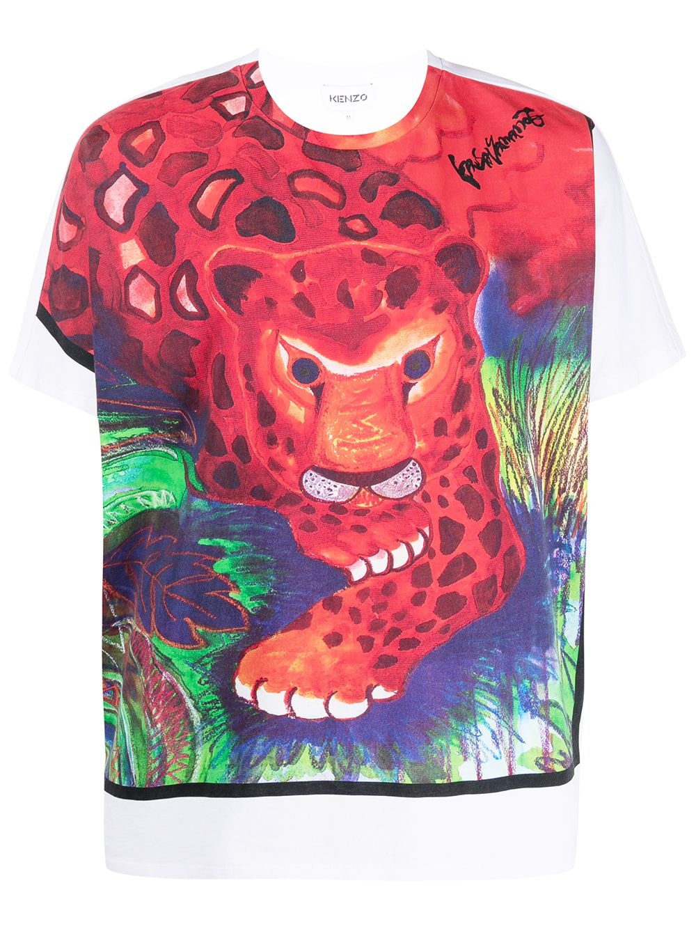 painterly-print design T-shirt - 1