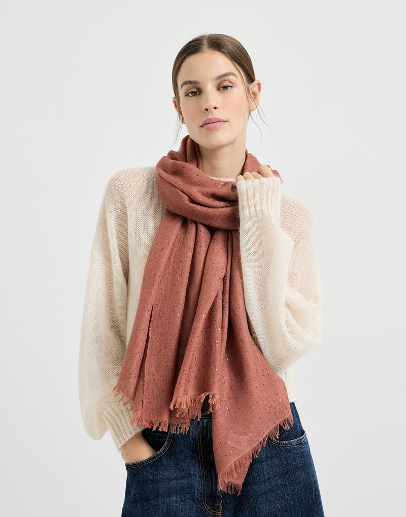 Lightweight cashmere and silk Diamond yarn knit scarf 4