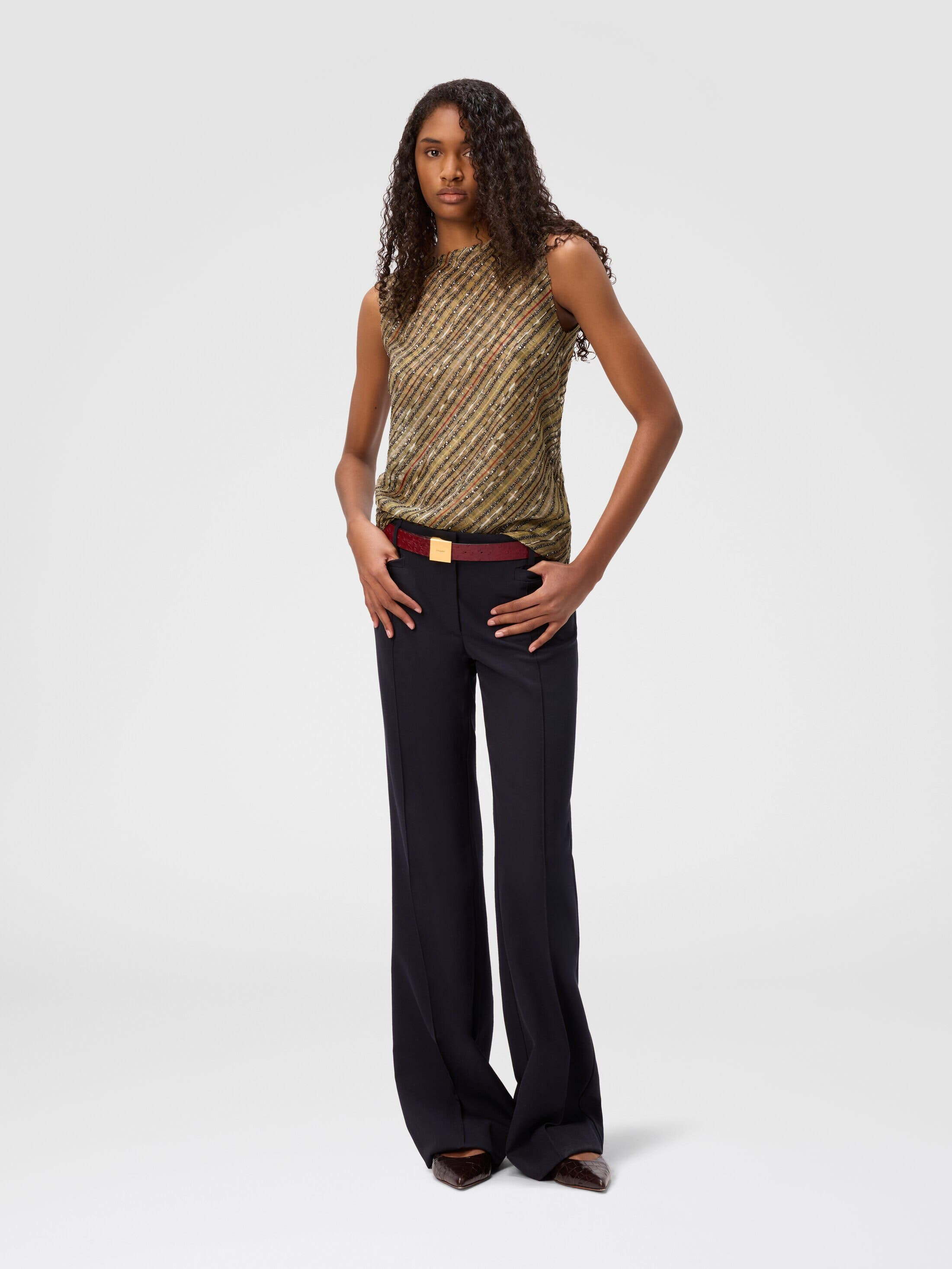 Missoni Criss-cross Tartan Crew Neck Top in Green & Gold at Nordstrom - 2