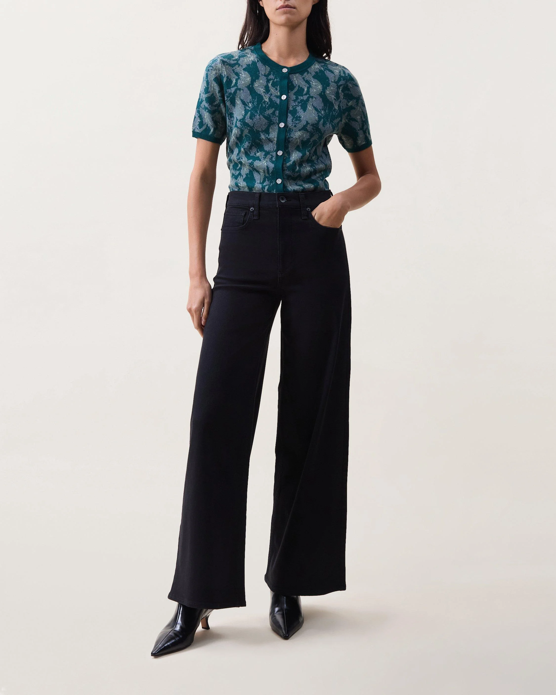Serena Wide-Leg Jeans High Stretch in Black - 1