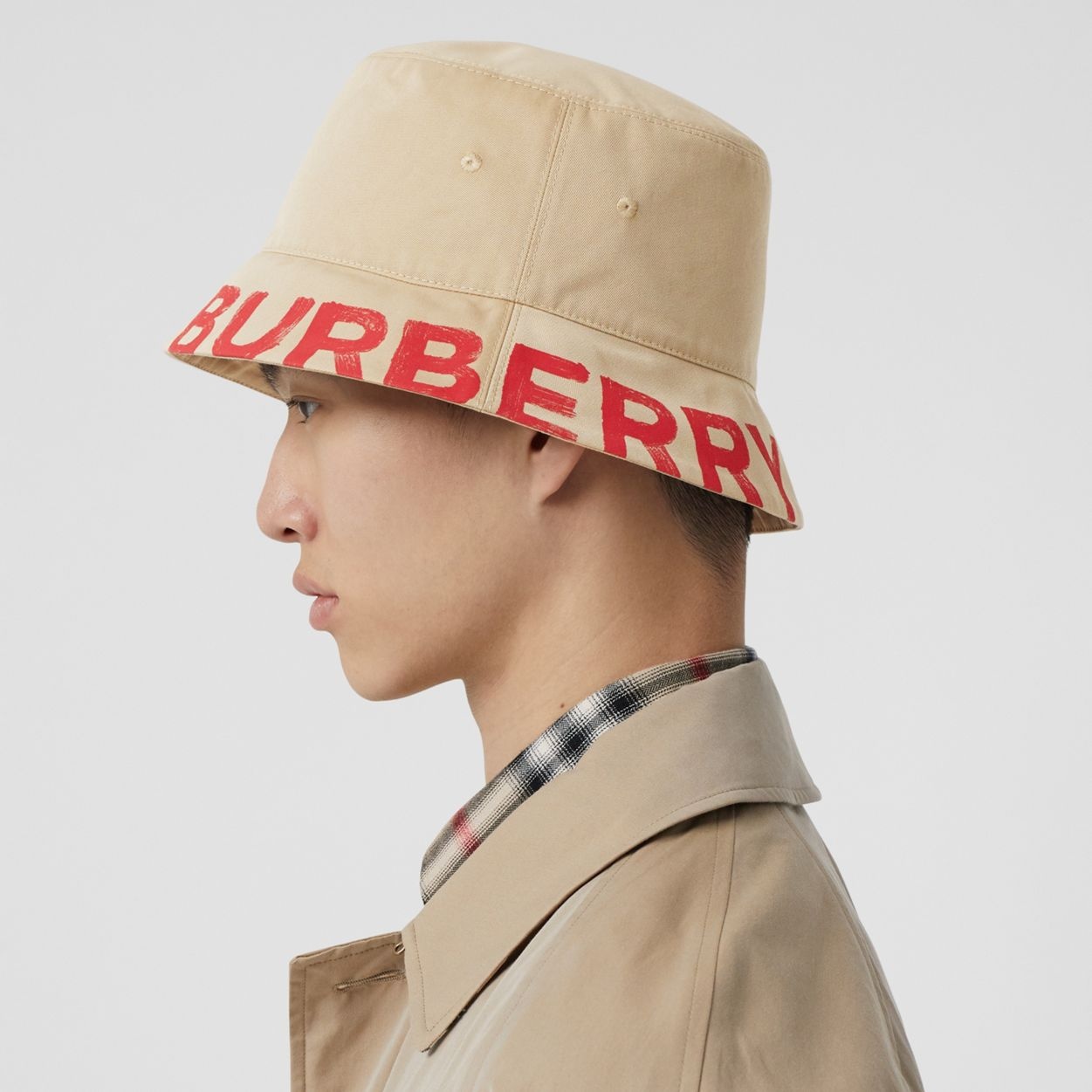 Reversible Logo Print Cotton Gabardine Bucket Hat - 7