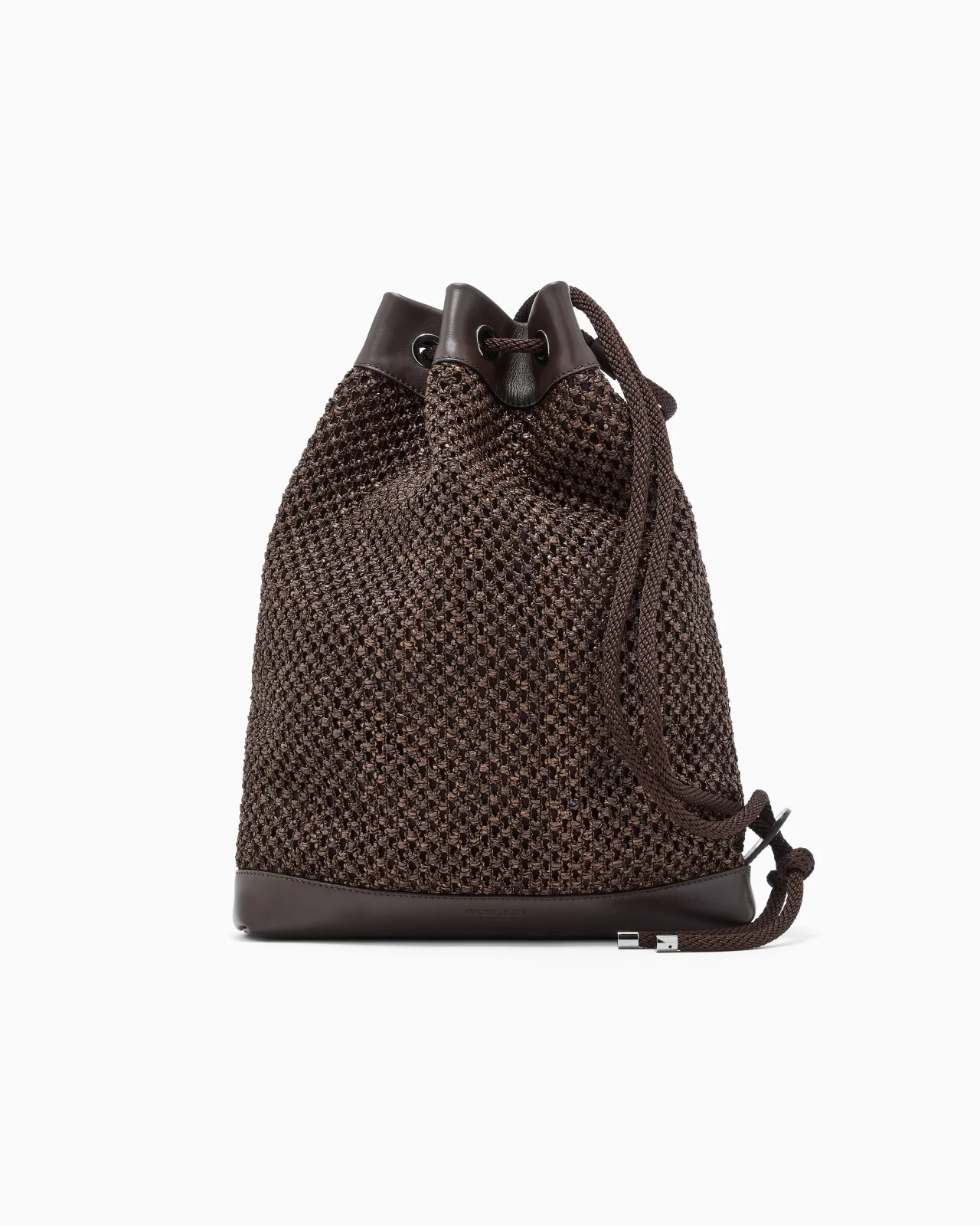 RAFFIA AND LEATHER SACK - 1