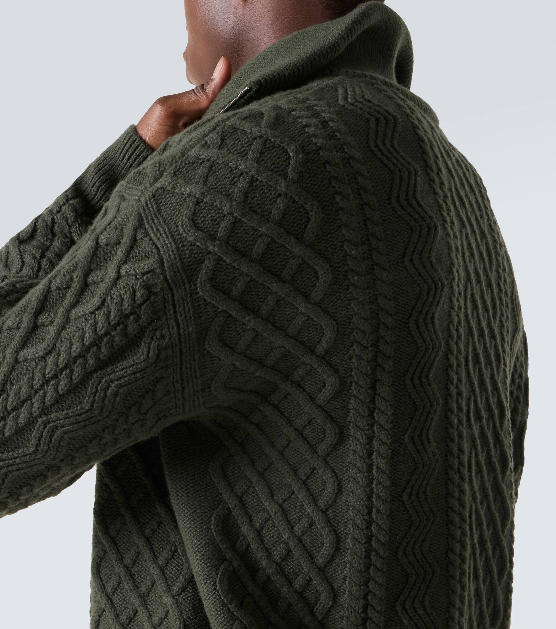 Aran-knit wool half-zip turtleneck sweater - 6