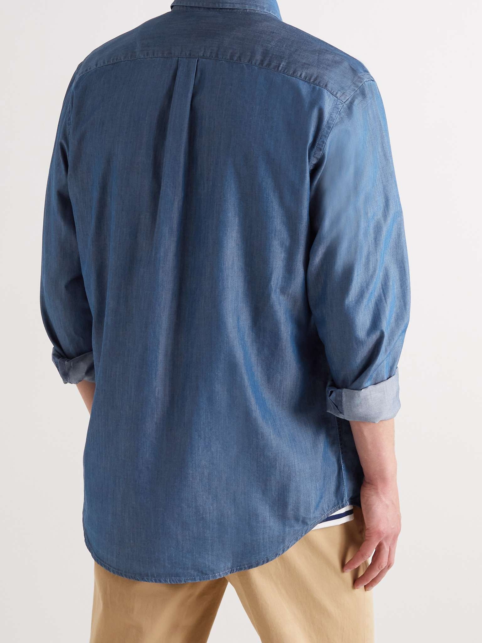 Button-Down Collar Cotton and TENCEL-Blend Chambray Shirt - 4