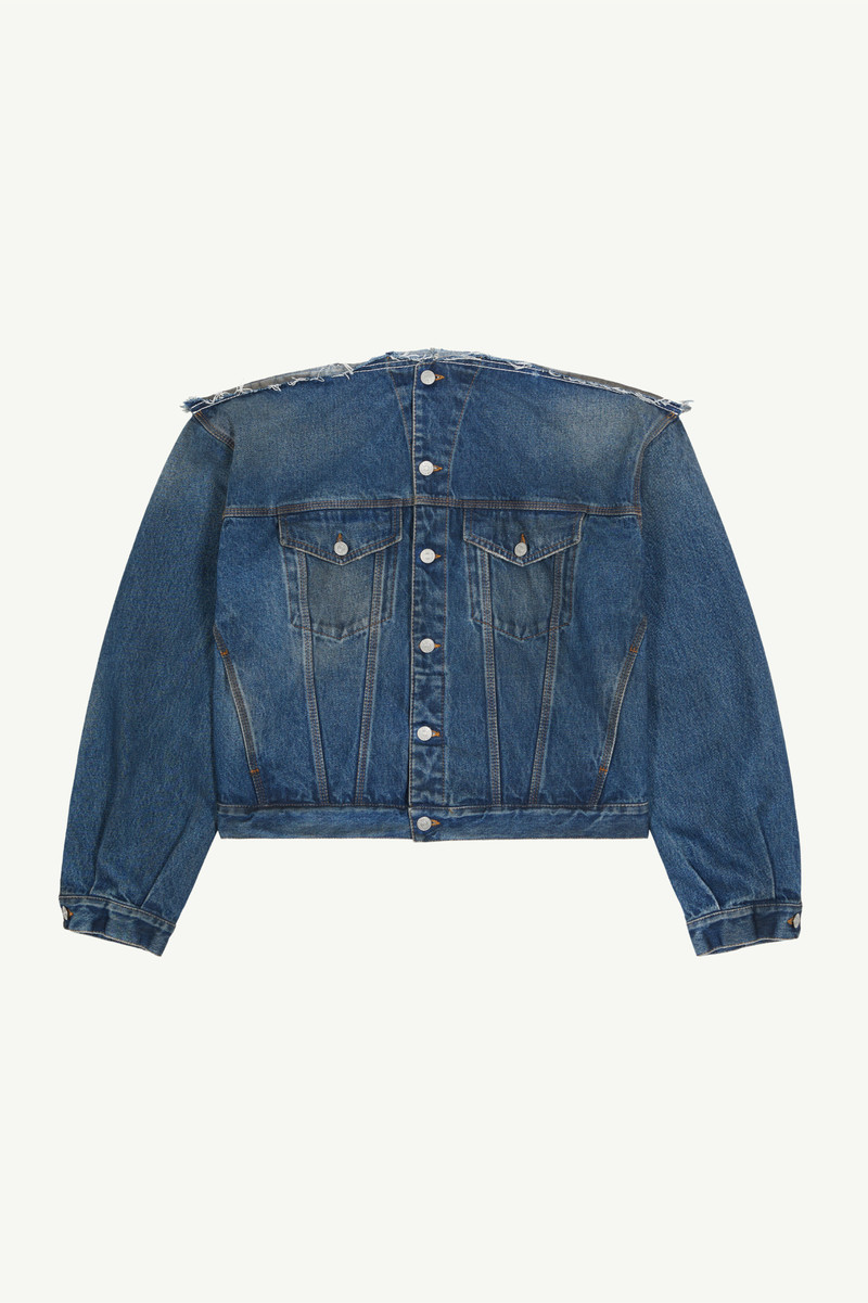 Collarless denim jacket - 1