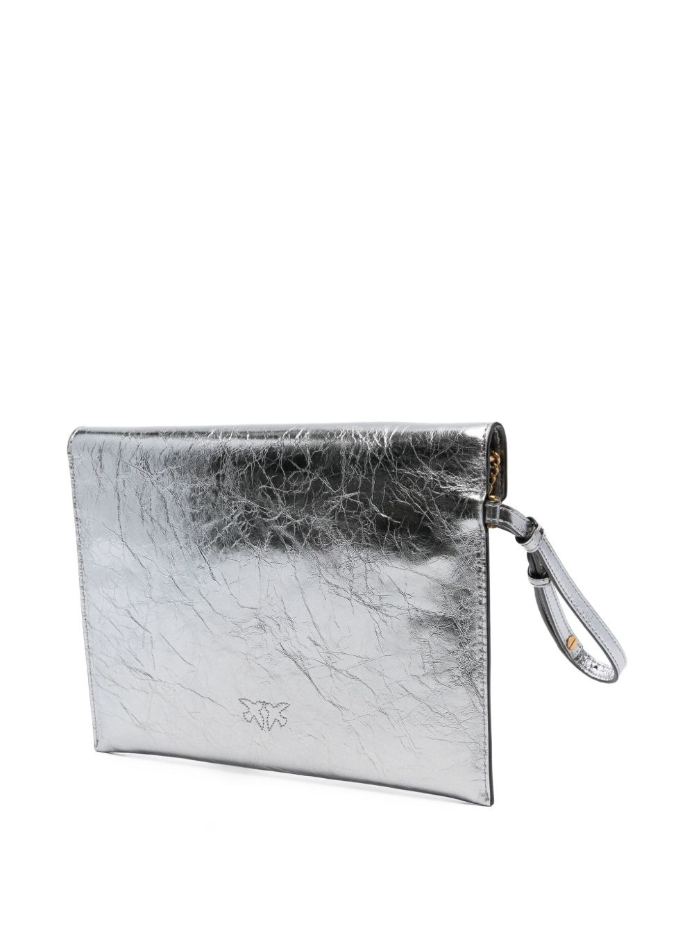 small metallic-leather flap clutch - 3